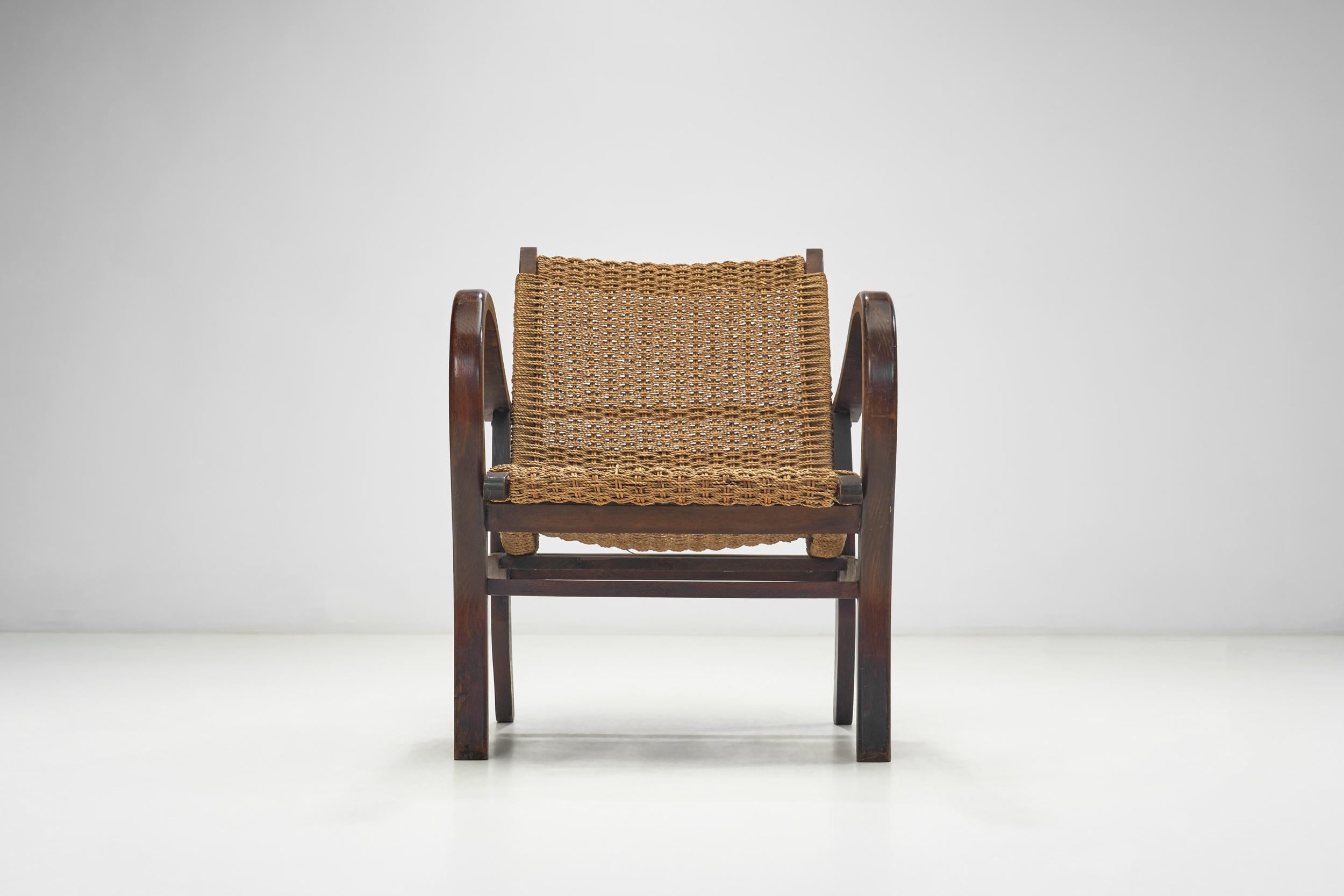 Woven Cord Chair with Steam Bent Arms, Germany circa 1930s 10