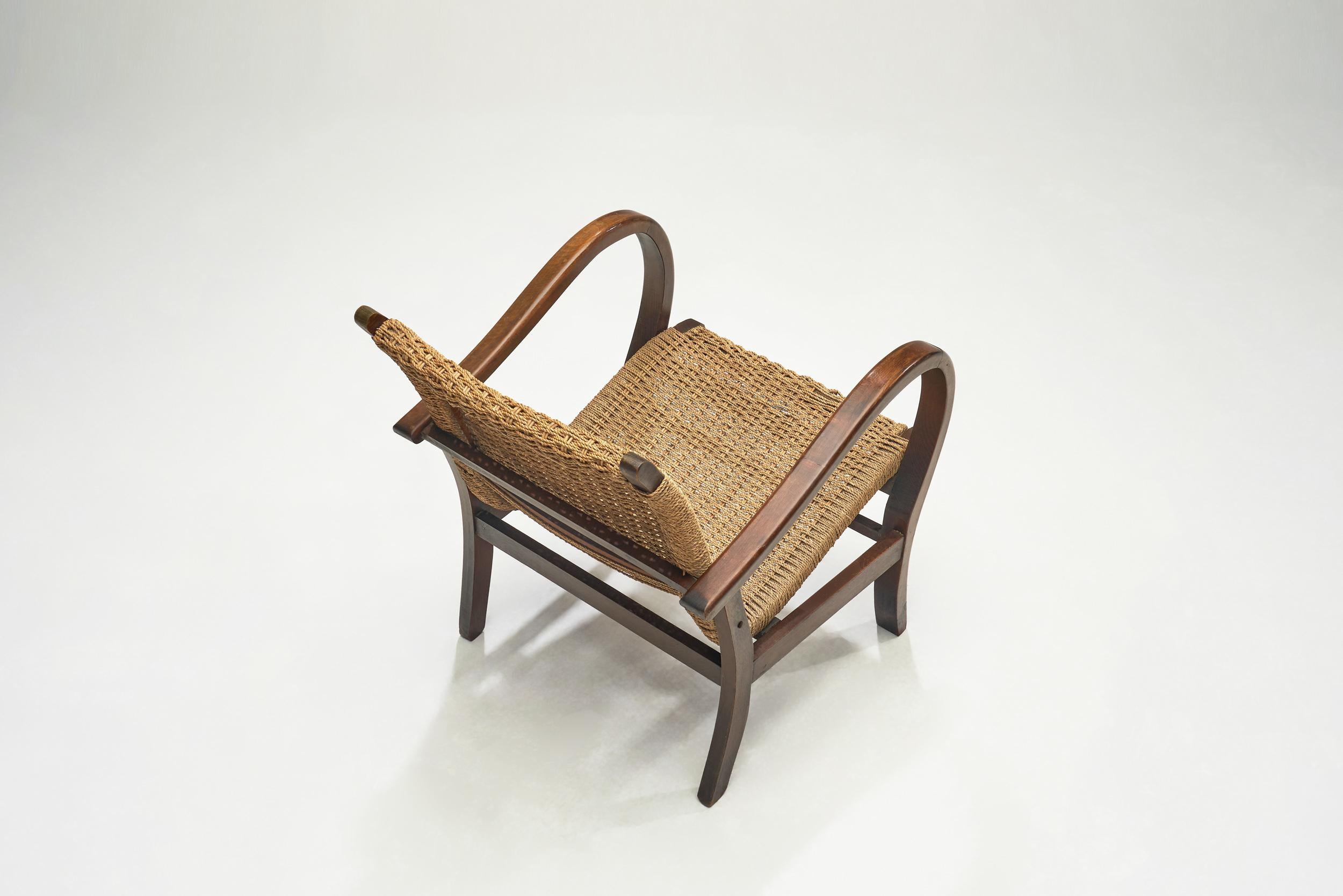 Woven Cord Chair with Steam Bent Arms, Germany circa 1930s 1