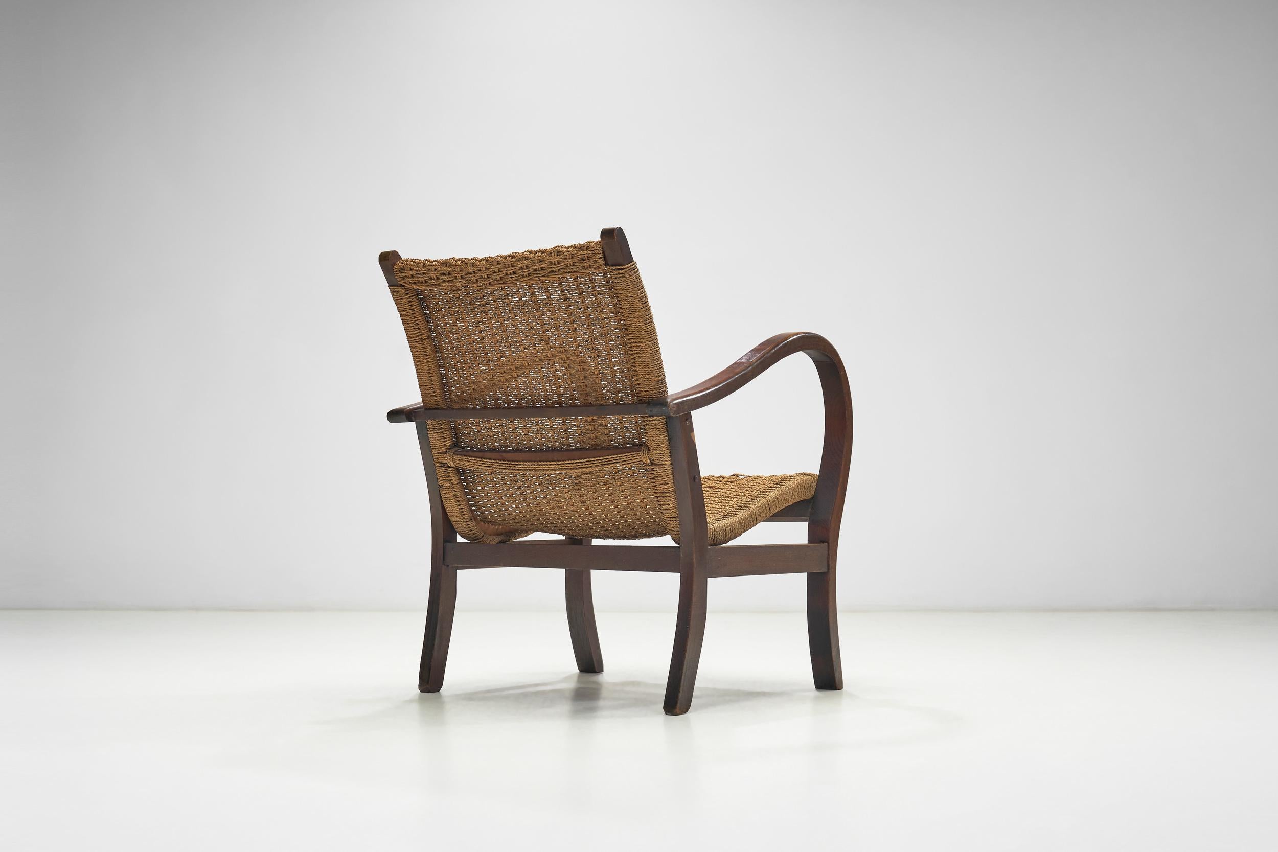 Woven Cord Chair with Steam Bent Arms, Germany circa 1930s 2