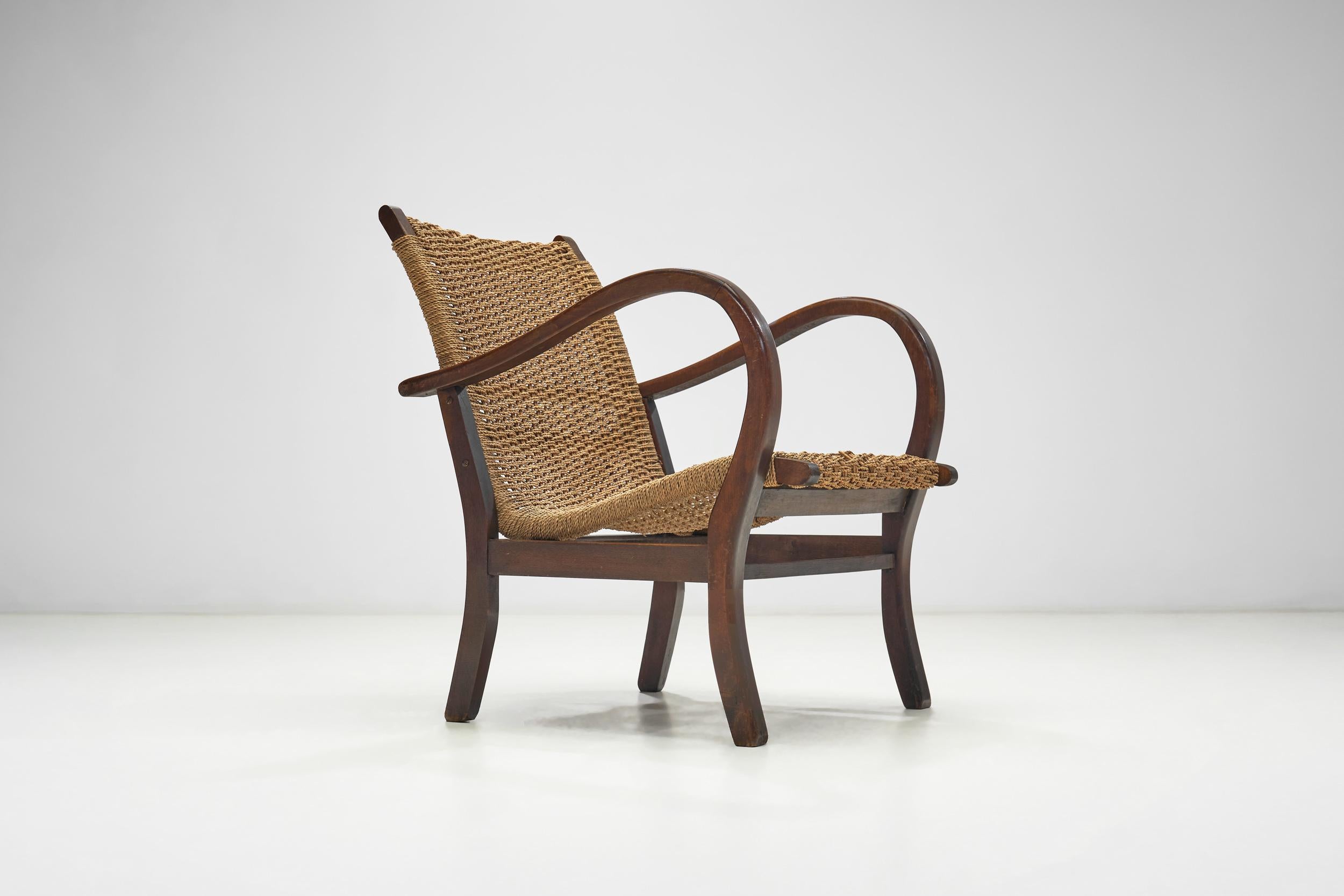 Woven Cord Chair with Steam Bent Arms, Germany circa 1930s 3