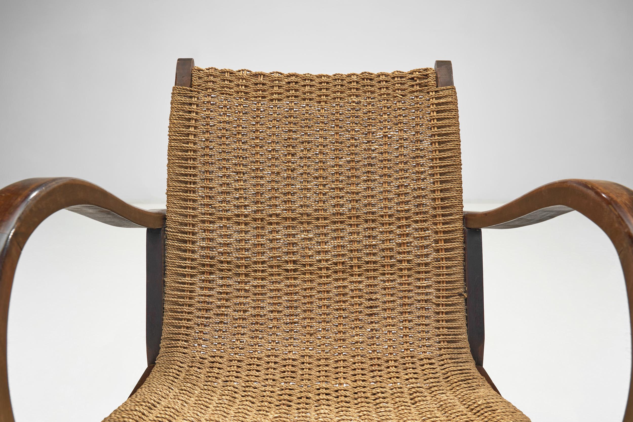 Woven Cord Chair with Steam Bent Arms, Germany circa 1930s 4