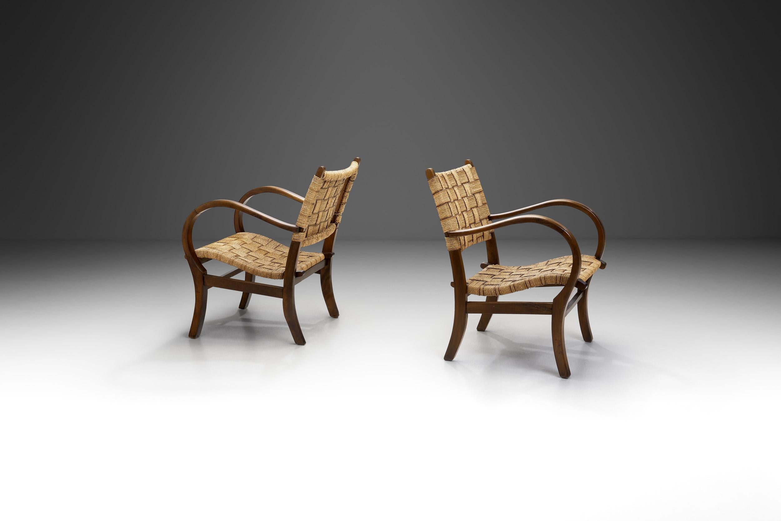 Mid-20th Century Woven Cord Chairs in the Manner of Erich Dieckmann, Germany circa 1950s