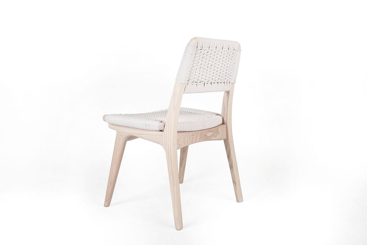 Woven Danish Cord Chair, Esche weiß gebeizt, Hartholz, Custom, Dining (amerikanisch) im Angebot