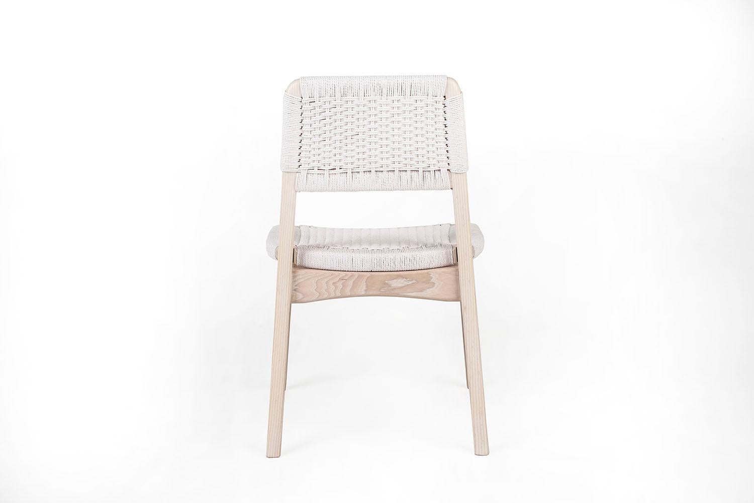 Woven Danish Cord Chair, Esche weiß gebeizt, Hartholz, Custom, Dining (Handgefertigt) im Angebot