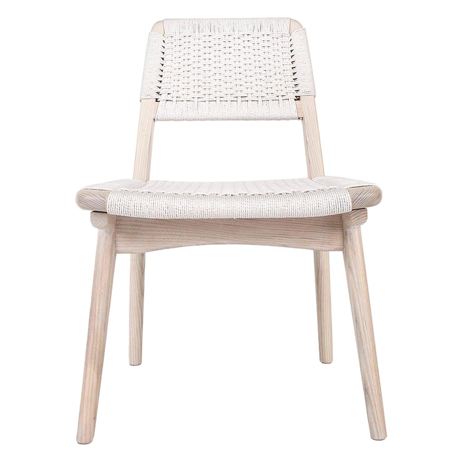 Woven Danish Cord Chair, Pickled White Ash, Hardwood, Custom, Dining For Sale