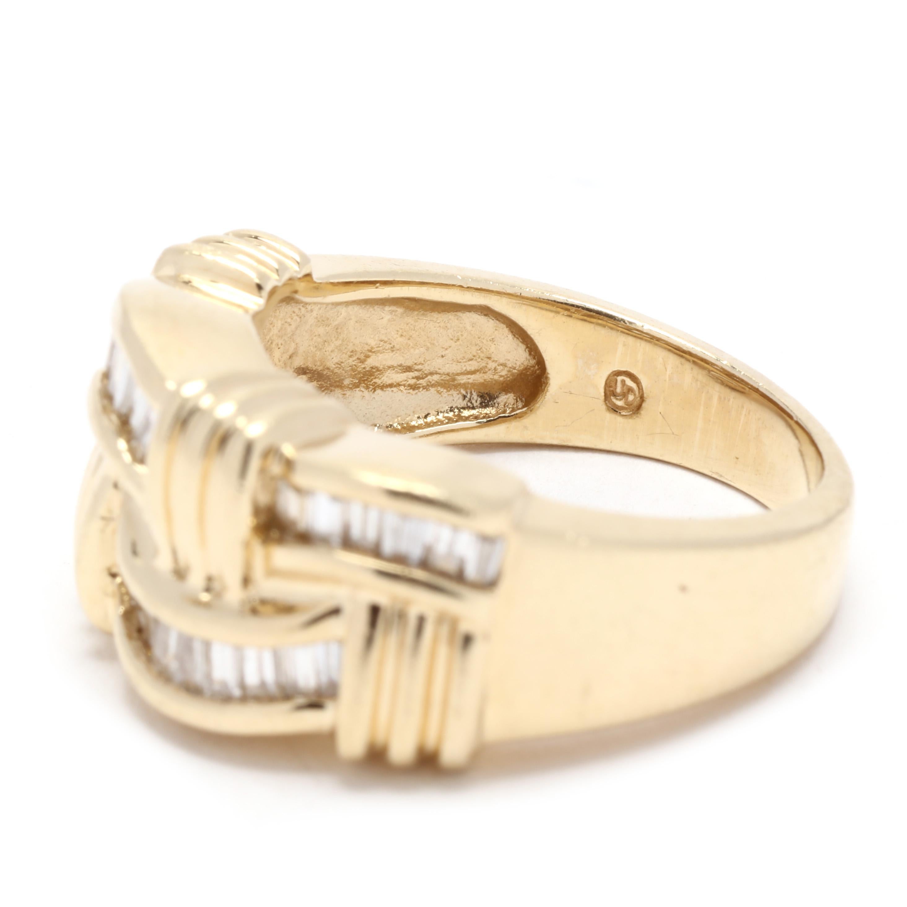 Women's or Men's Woven Diamond Band Ring, 14K Yellow Gold, Diamond Wave For Sale