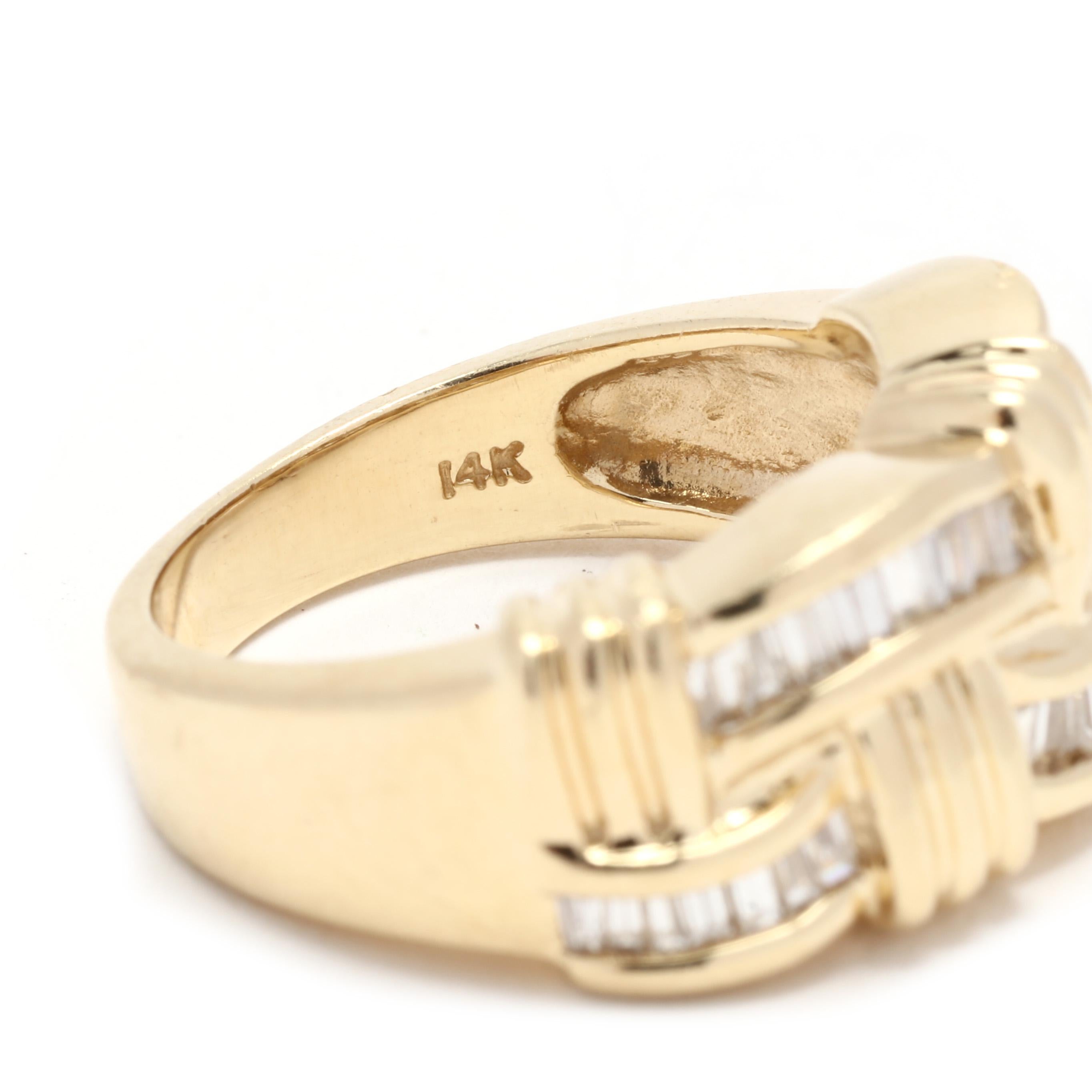 Woven Diamond Band Ring, 14K Yellow Gold, Diamond Wave For Sale 1