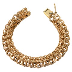 Bracciale a corda a doppio anello in oro giallo 14 carati