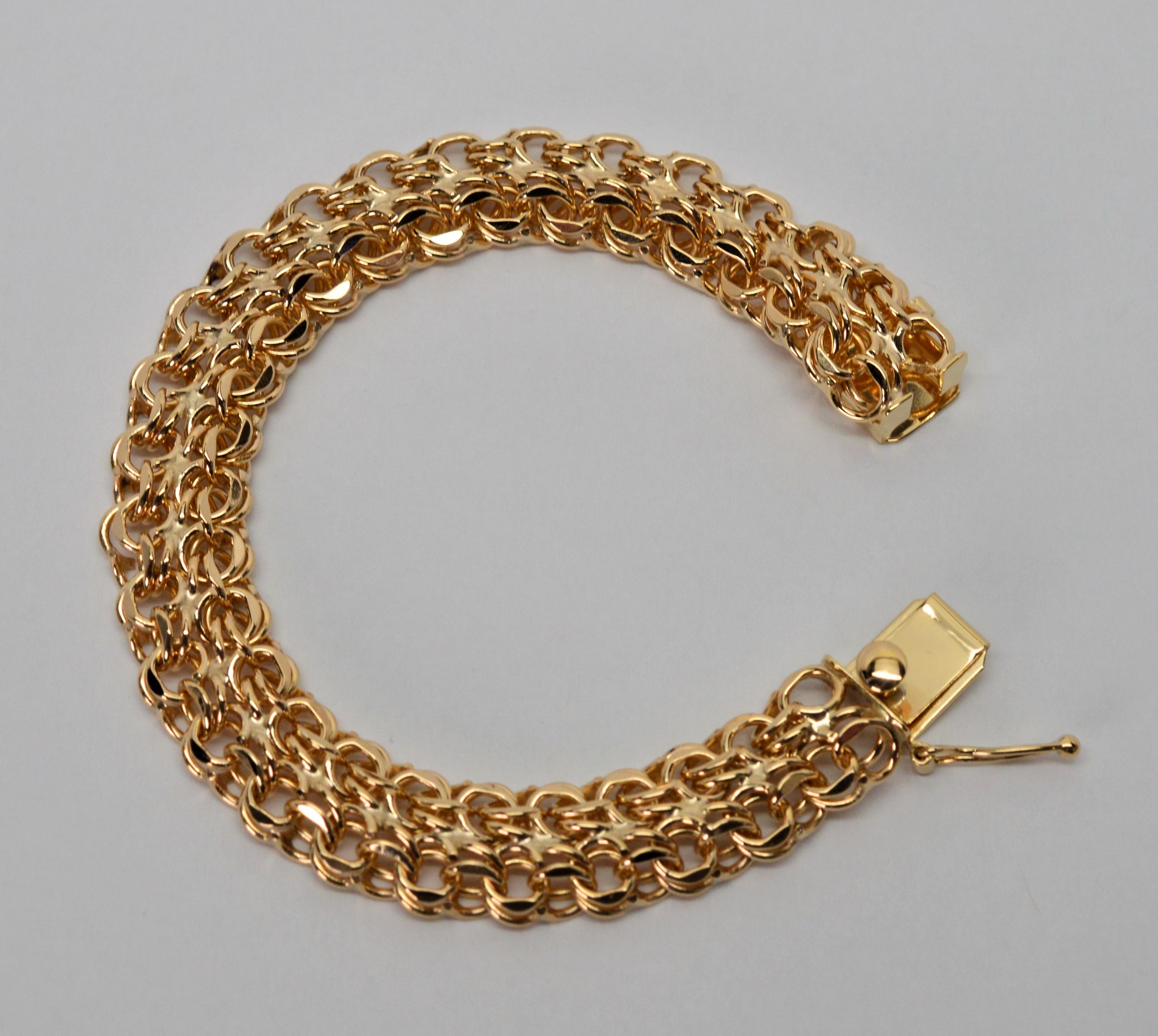Gewebtes Doppelglieder-Armband aus 14 Karat Gelbgold mit Seil im Zustand „Hervorragend“ im Angebot in Mount Kisco, NY