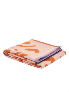 Pink, orange & peach woven double sided recycled wool blankets made in the UK