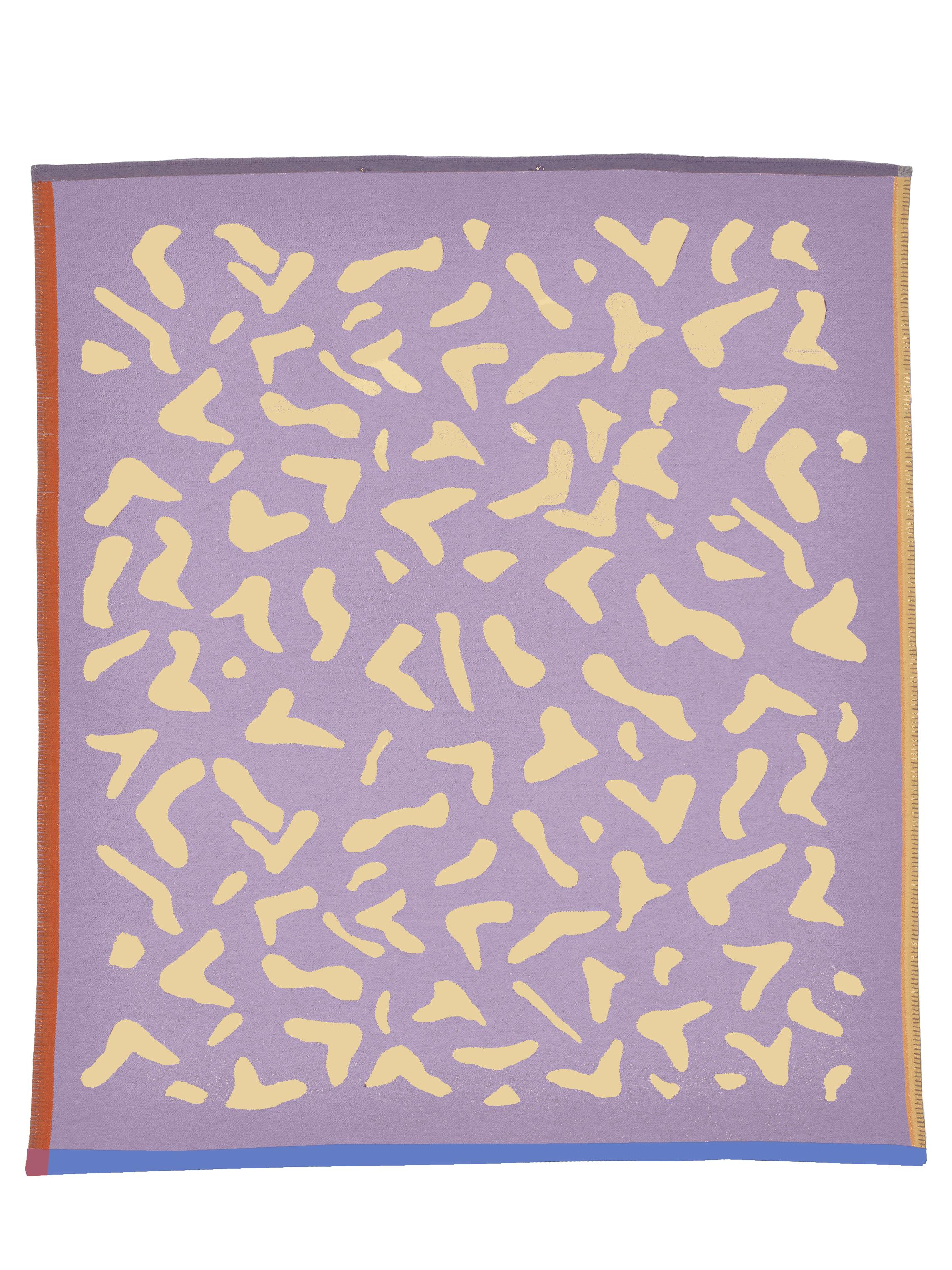 Anglais Couverture double face tissée jaune et lilas, couverture fabriquée au Royaume-Uni en vente