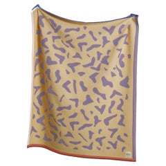 Yellow & lilac woven double sided recycled wool throw, blanket made in the UK