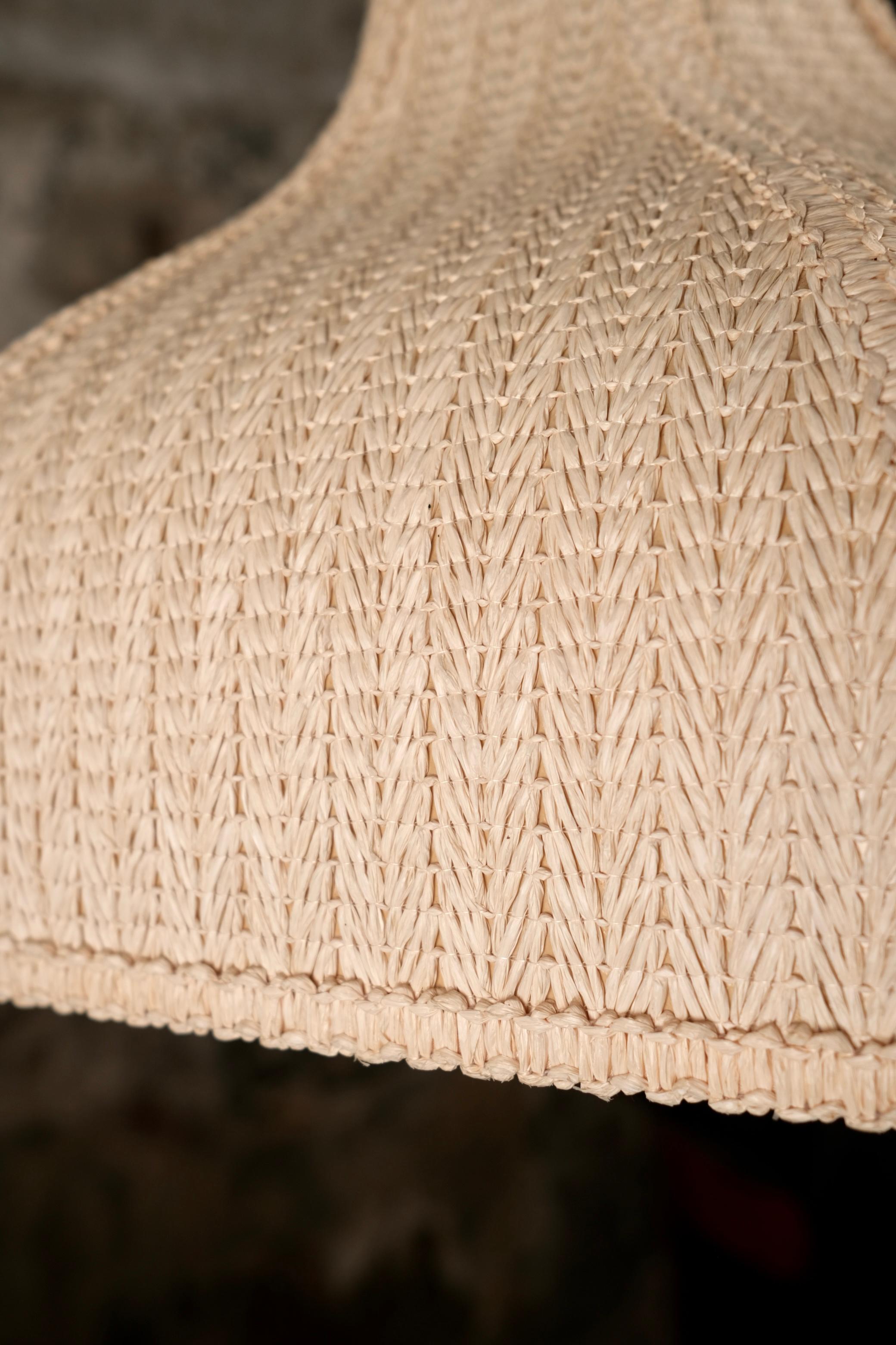 Mid-20th Century Woven embroidered raffia pendant, made in France, 1960s