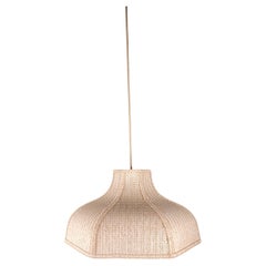 Woven embroidered raffia pendant, made in France, 1960s