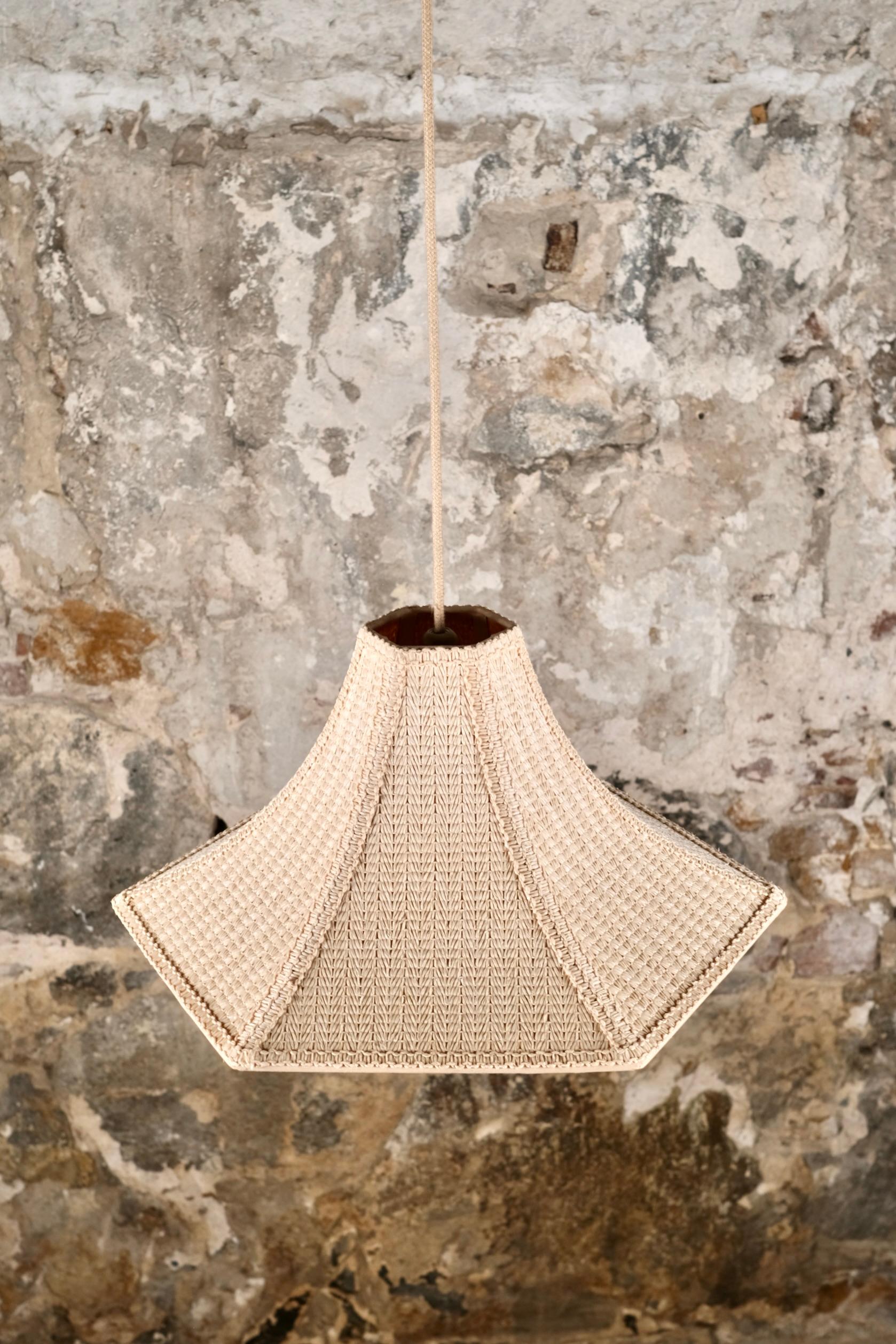 Bohemian Woven embroidered raffia pendants, France, 1960s
