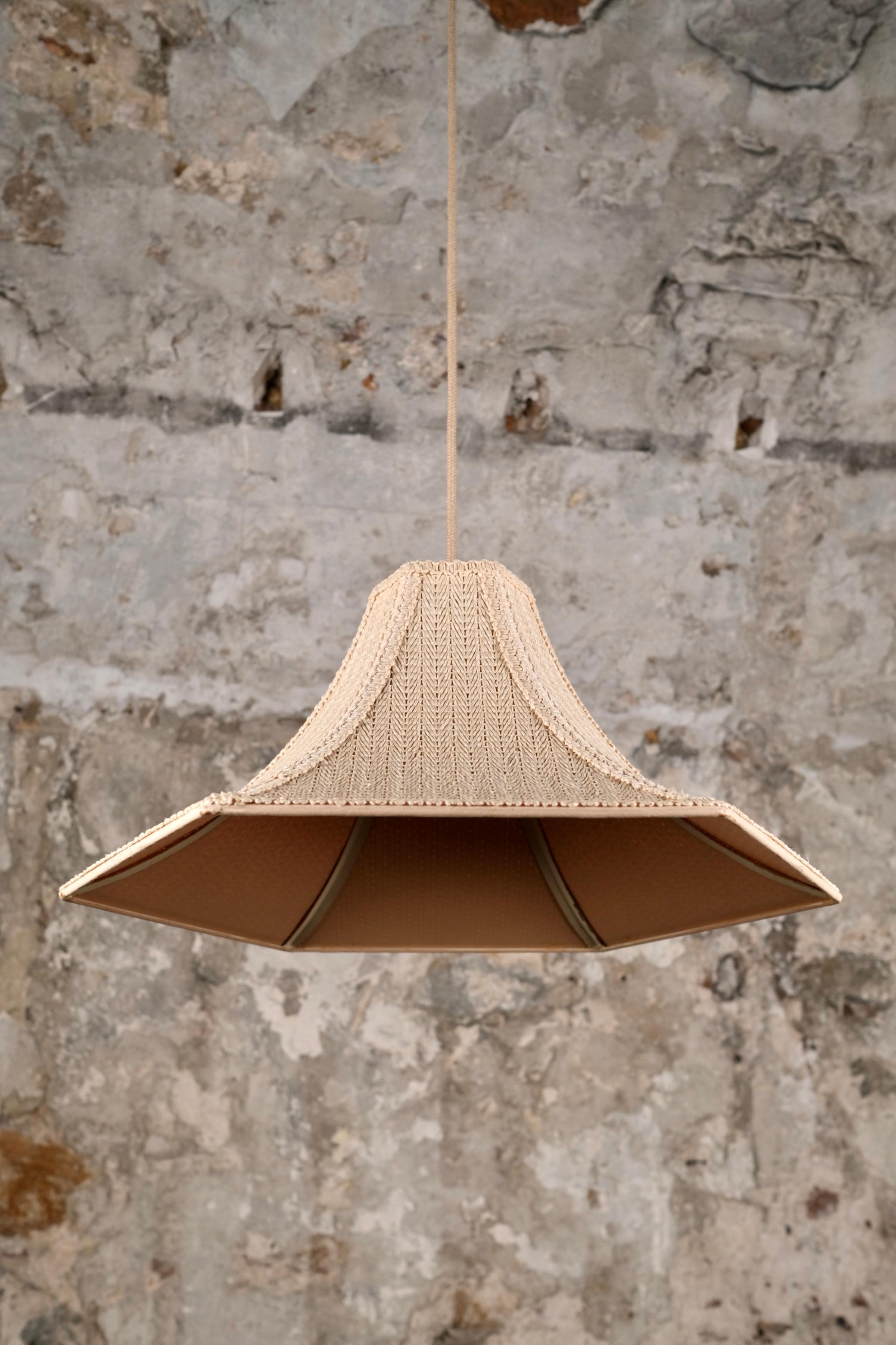 Mid-20th Century Woven embroidered raffia pendants, France, 1960s