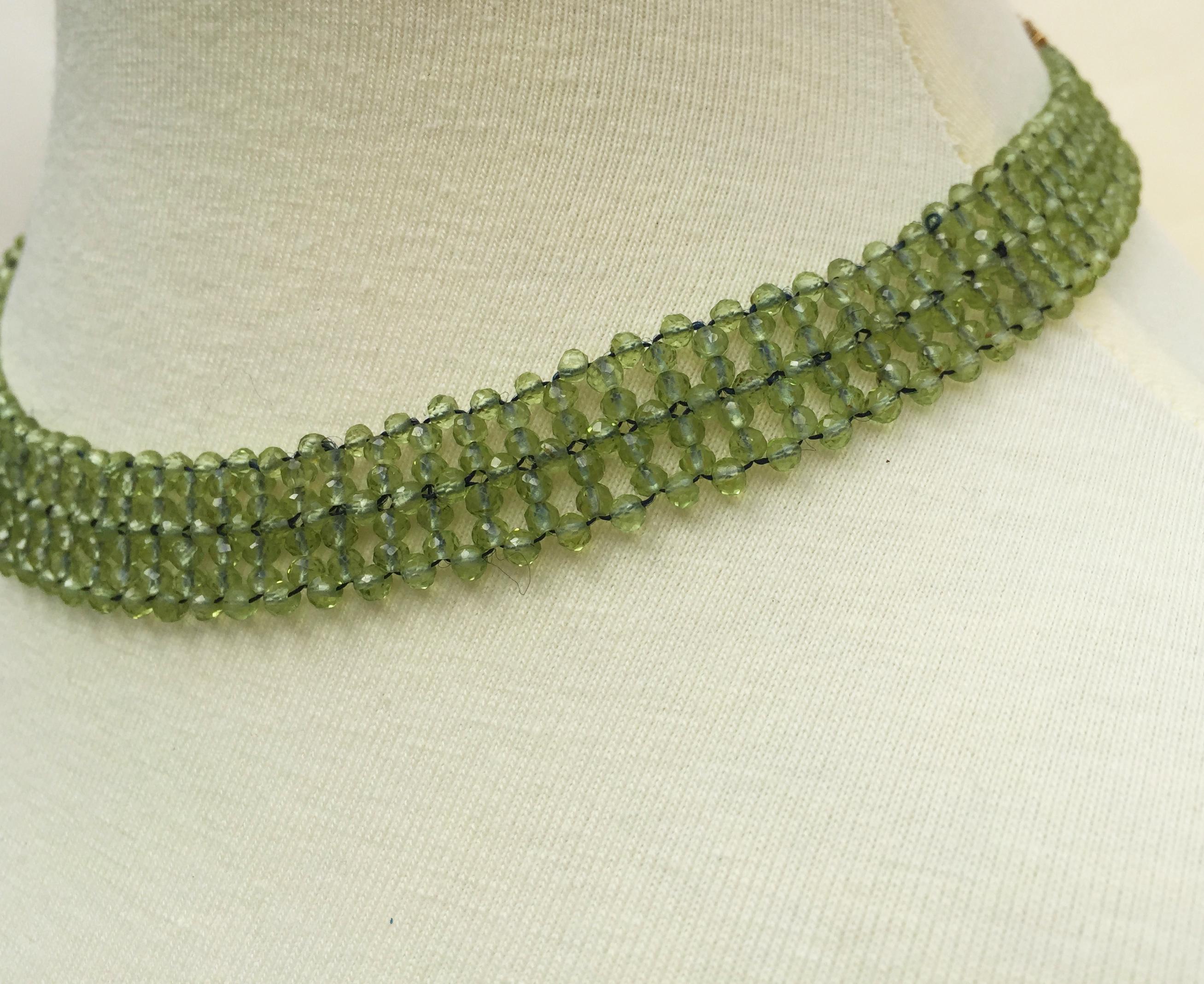 Marina J Woven Faceted Peridot Necklace with 14 K Yellow Gold Sliding Clasp 2