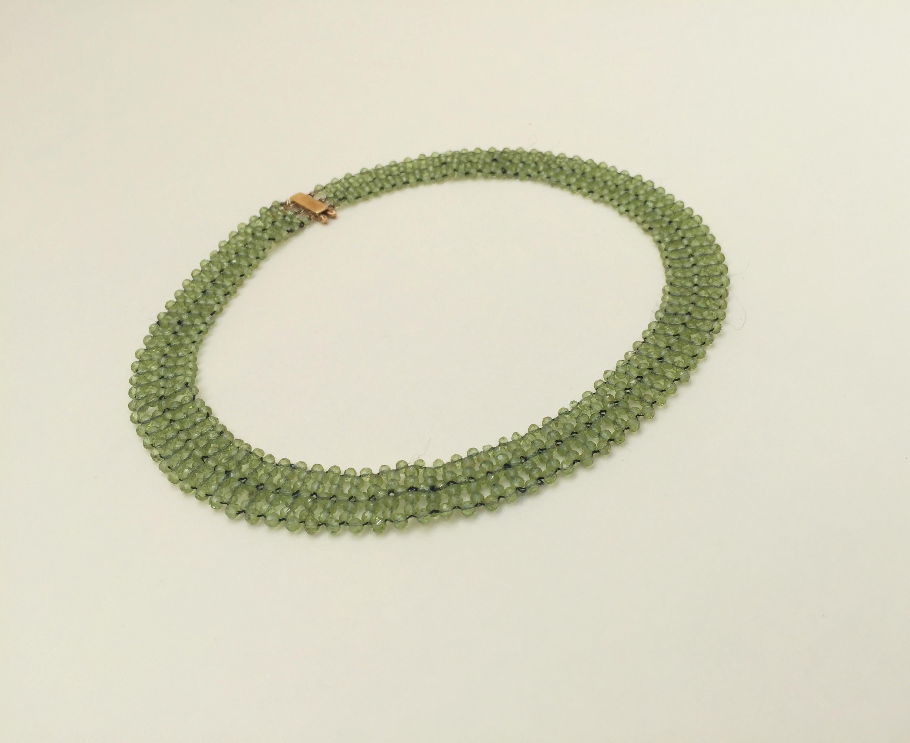 Marina J Woven Faceted Peridot Necklace with 14 K Yellow Gold Sliding Clasp 5