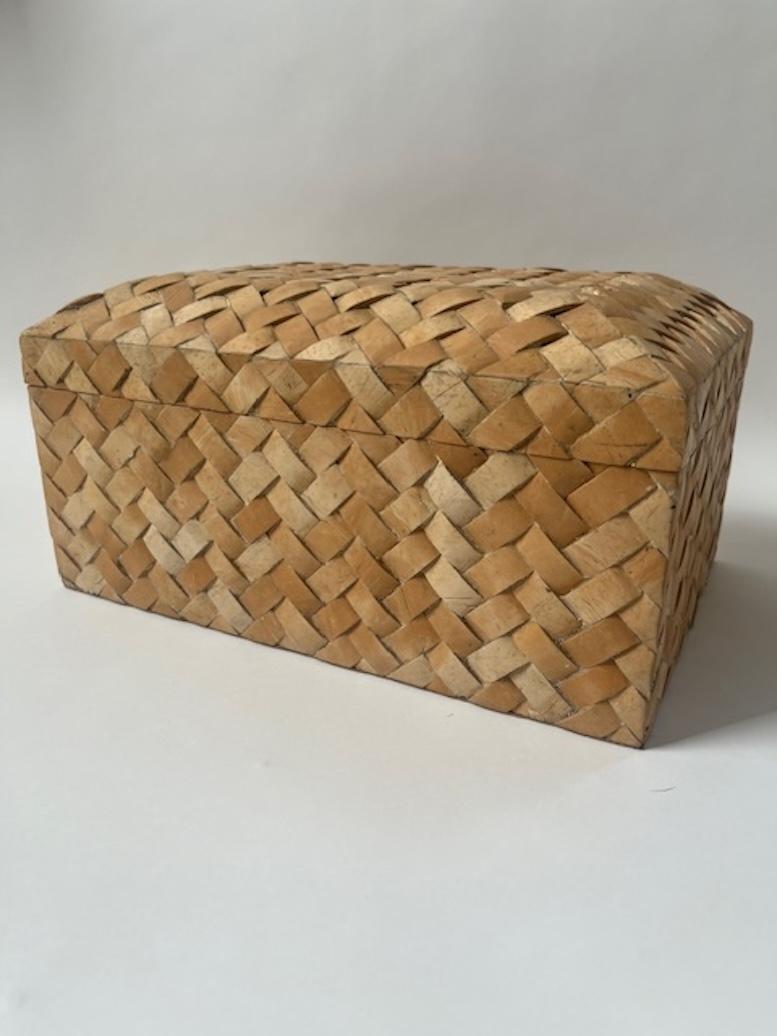 North American Woven Faux Cane Box For Sale