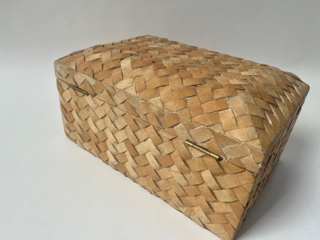 Acrylic Woven Faux Cane Box For Sale