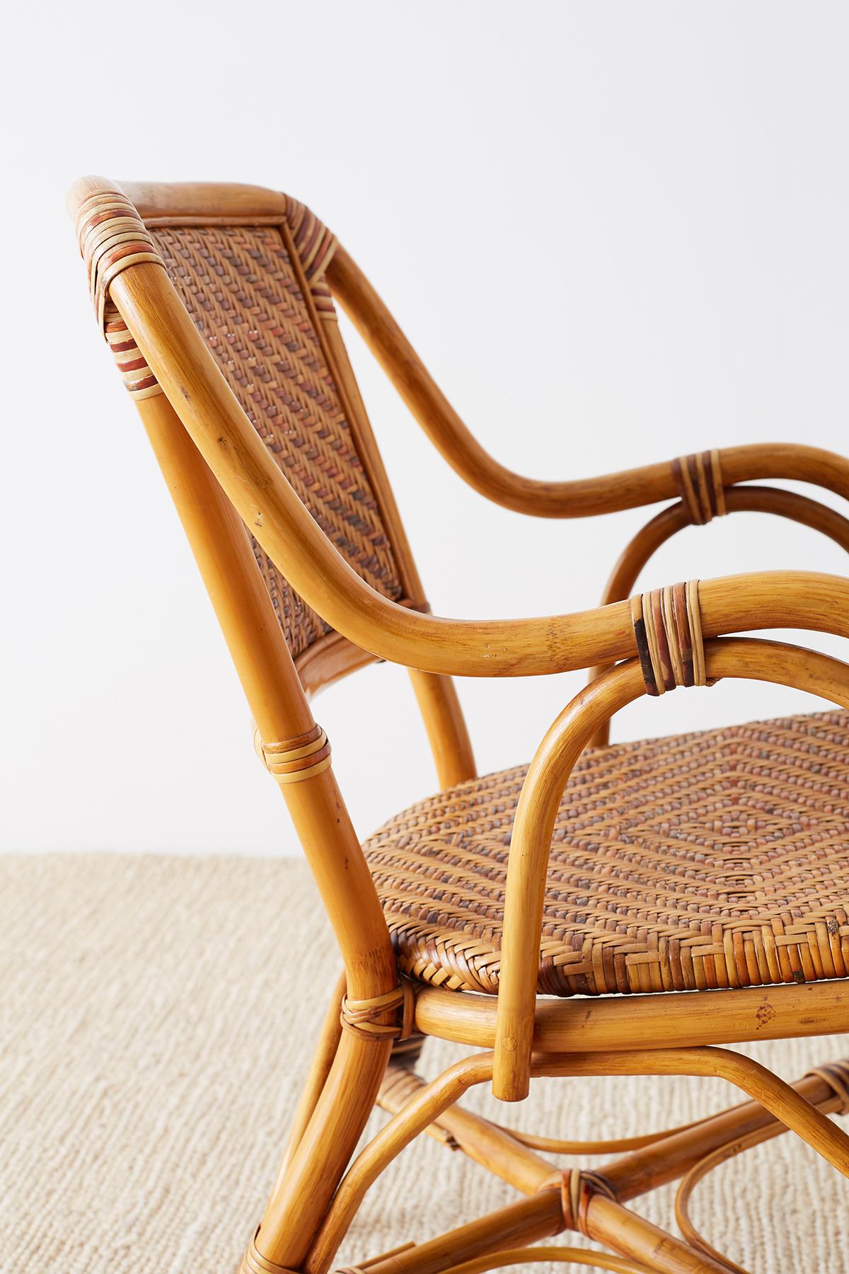 Woven French Bistro Style Rattan Dining Chairs 2