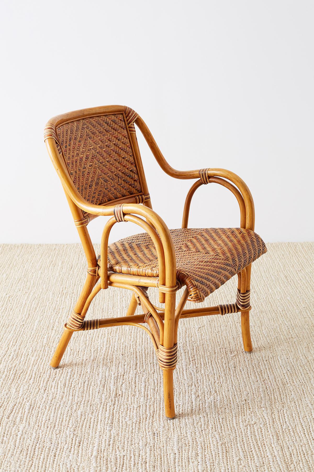 Woven French Bistro Style Rattan Dining Chairs 4