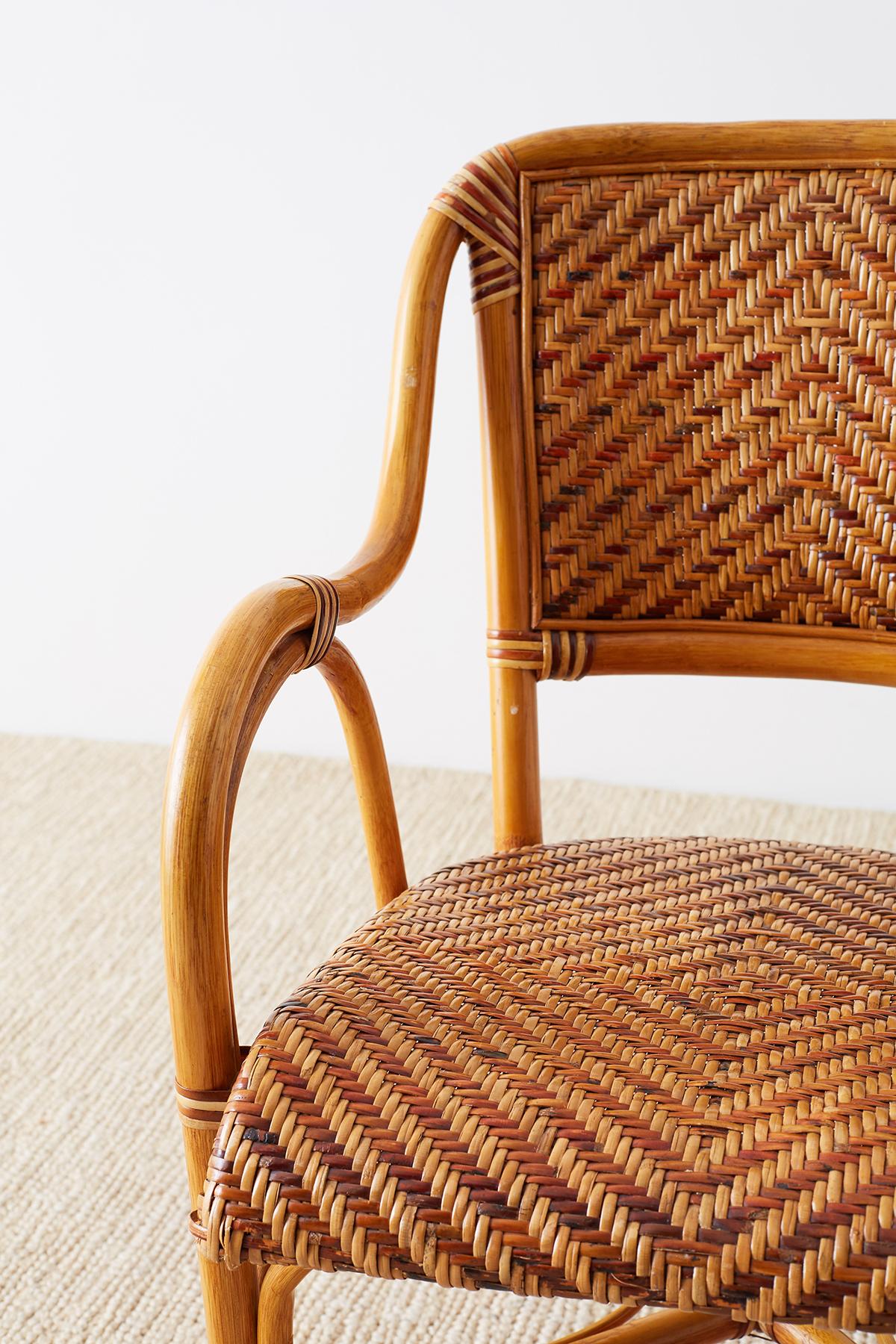 Woven French Bistro Style Rattan Dining Chairs 6