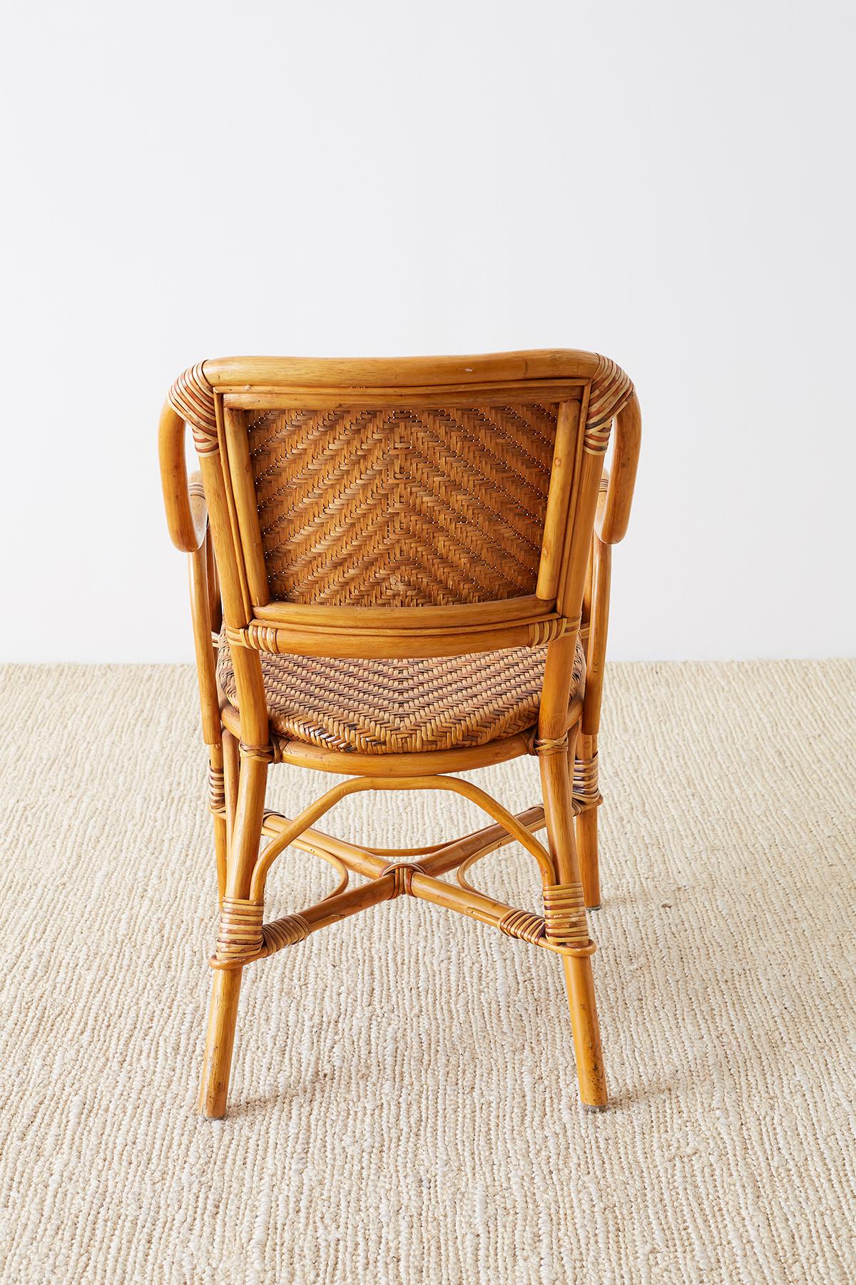 Woven French Bistro Style Rattan Dining Chairs 9