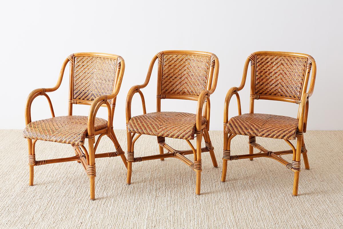 Organic Modern Woven French Bistro Style Rattan Dining Chairs