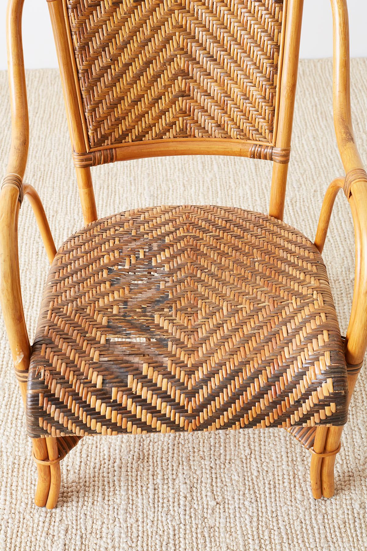 European Woven French Bistro Style Rattan Dining Chairs