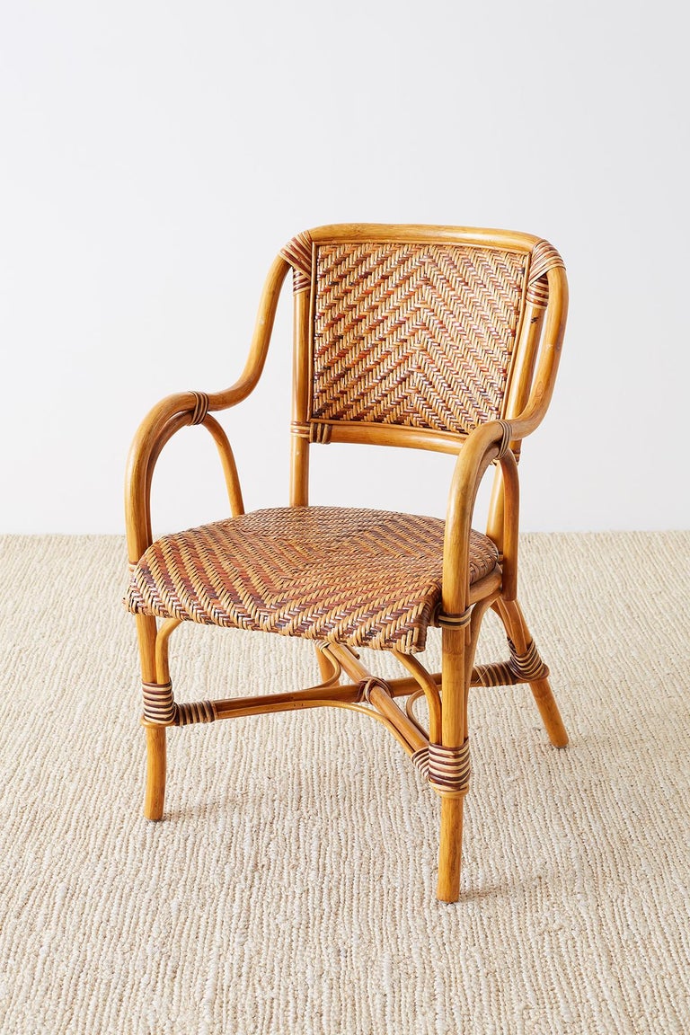 Woven French Bistro Style Rattan Dining Chairs at 1stdibs
