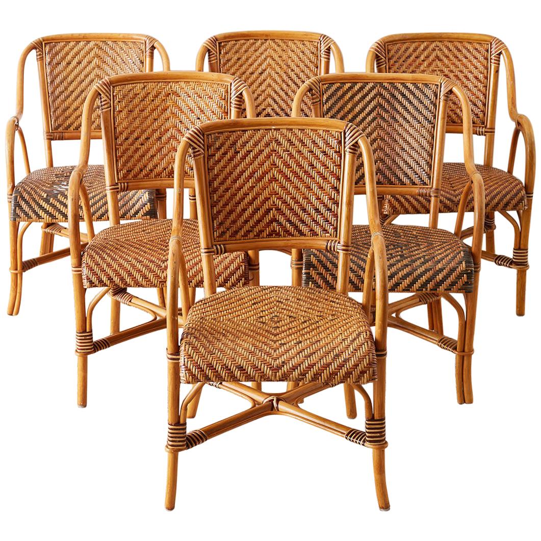 Woven French Bistro Style Rattan Dining Chairs