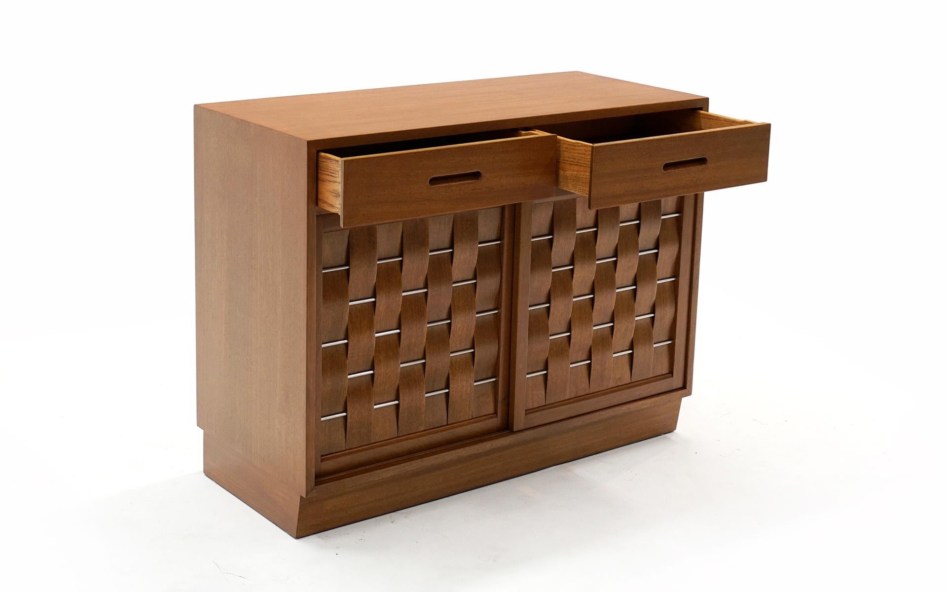 American Woven Front Cabinet by Edward Wormley for Dunbar, Expertly Restored For Sale