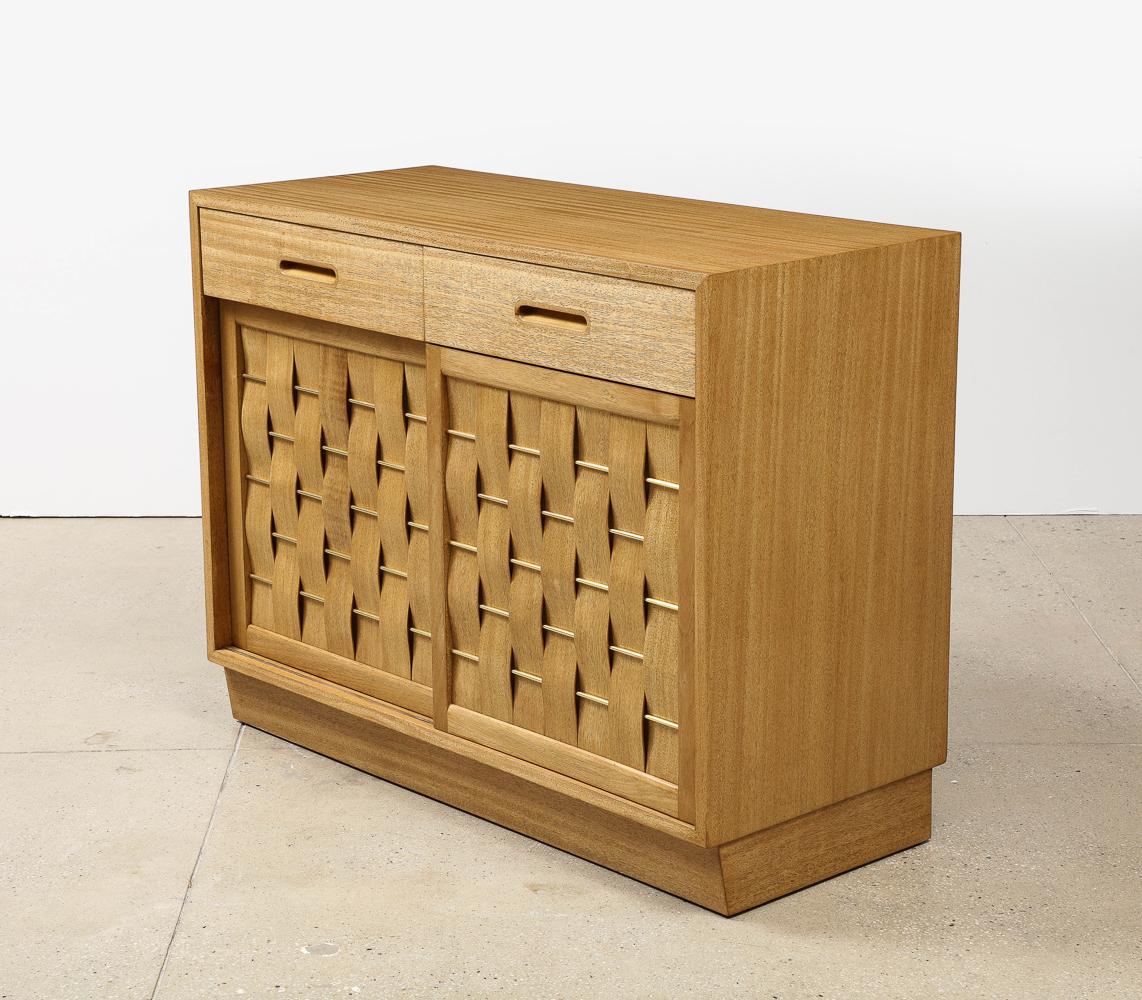 Mid-Century Modern Woven Front Cabinet by Edward Wormley