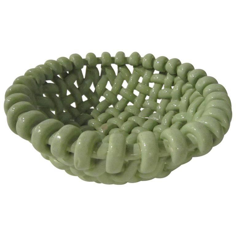 Woven Glazed Ceramic Bowl by Jerome Massier