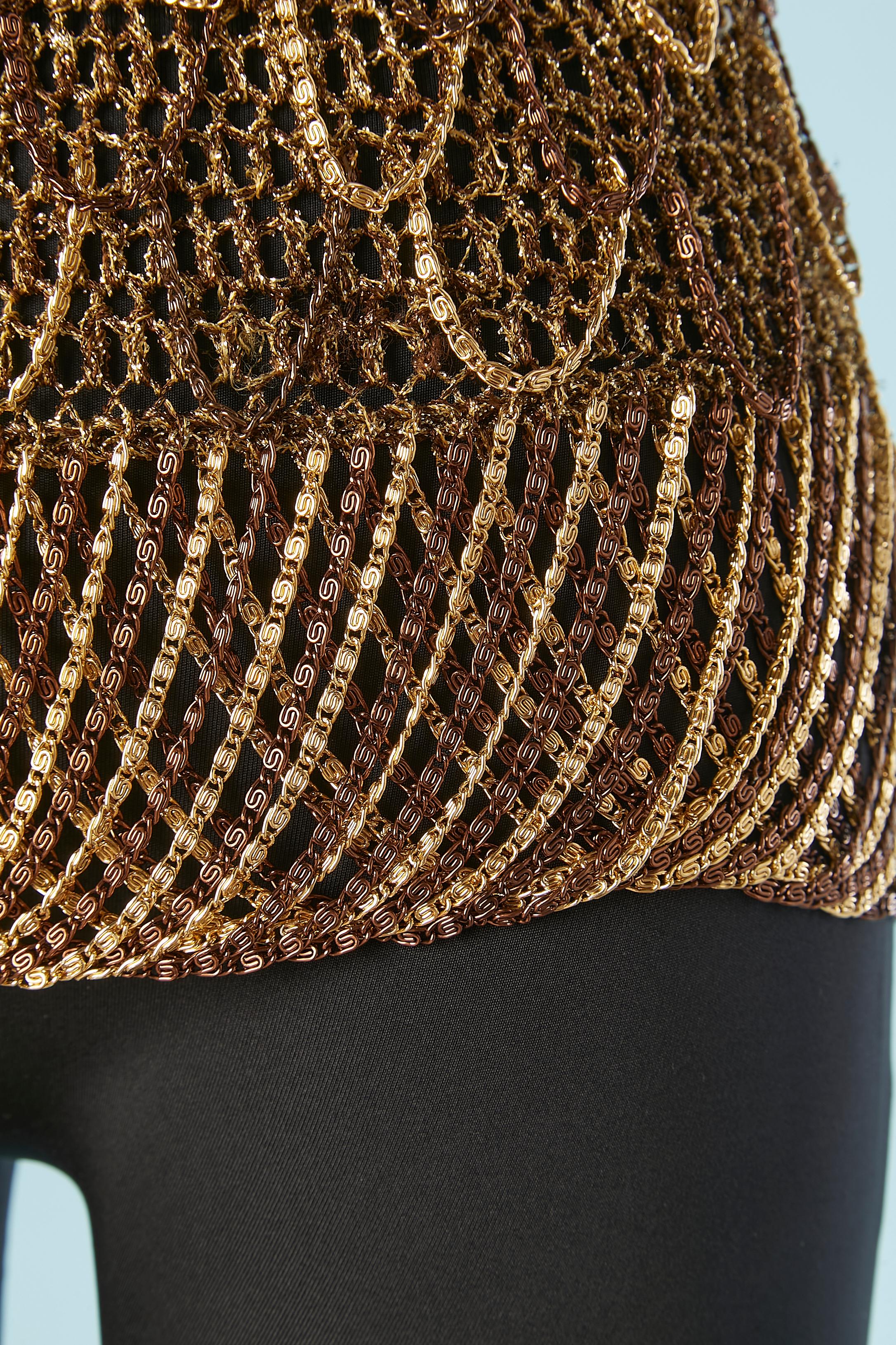Woven gold and copper tone chain and knit sweater Loris Azzaro 1970's In Excellent Condition For Sale In Saint-Ouen-Sur-Seine, FR