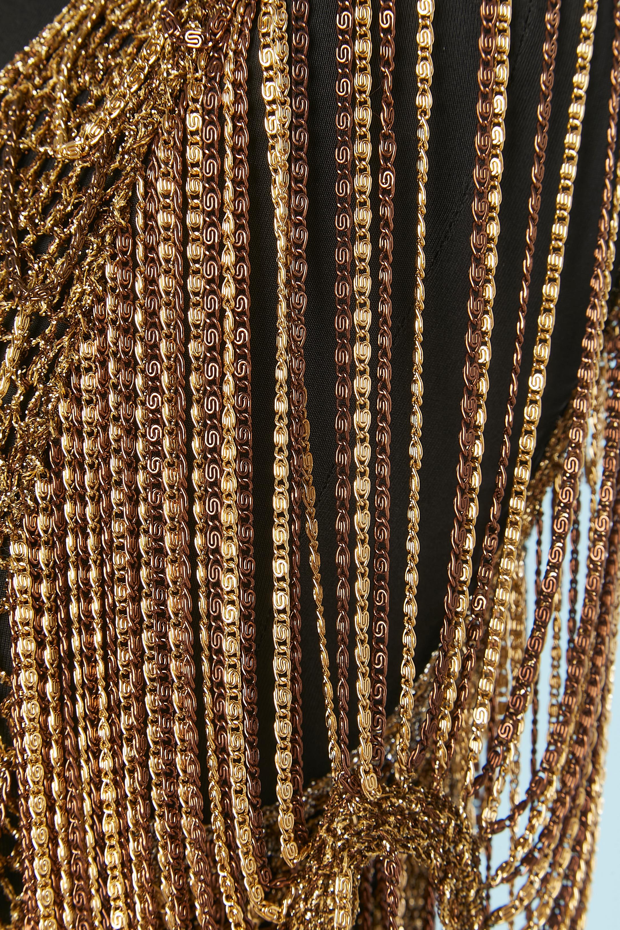 Loris Azzaro - Pull en maille et chaîne tissée de couleur or et cuivre, années 1970  Pour femmes en vente