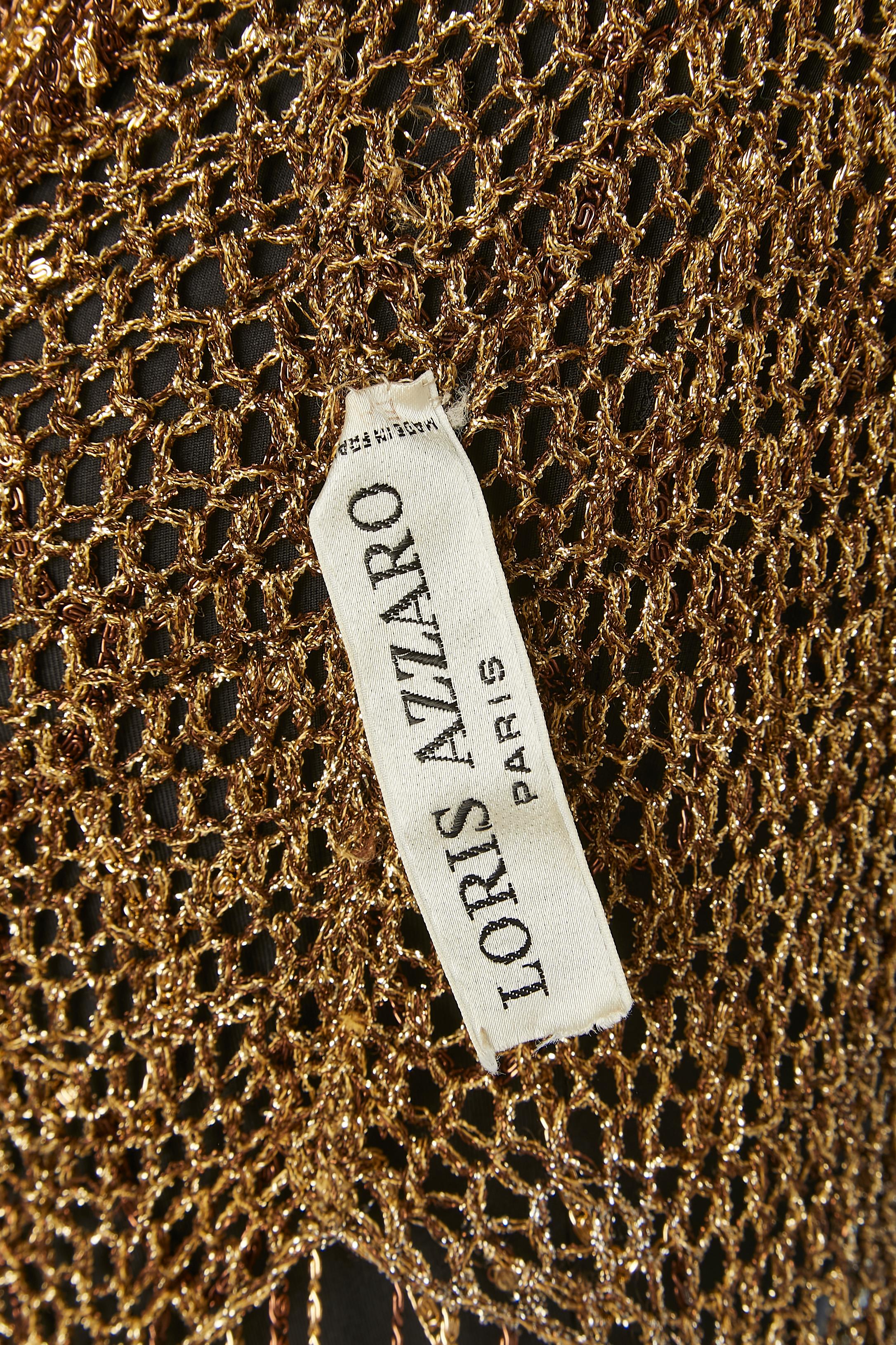 Loris Azzaro - Pull en maille et chaîne tissée de couleur or et cuivre, années 1970  en vente 3