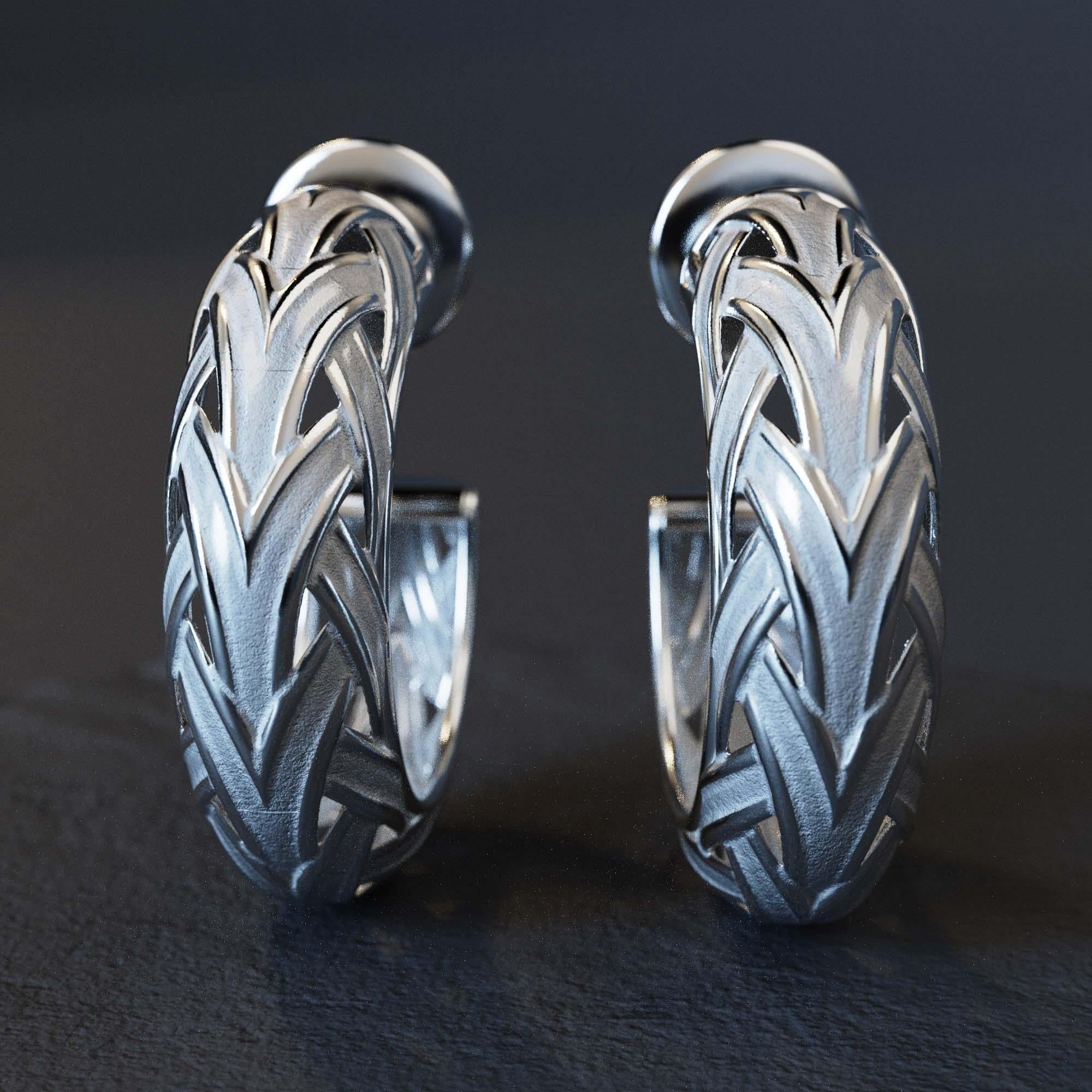 Pendientes de aro de oro tejido - Oltremare Gioiellir Oro macizo de 14k, Made in Italy en venta 5