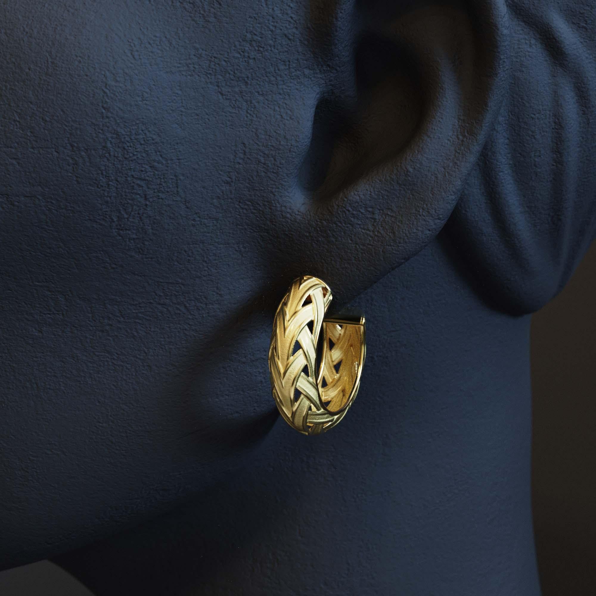 Pendientes de aro de oro tejido - Oltremare Gioiellir Oro macizo de 14k, Made in Italy en venta 7