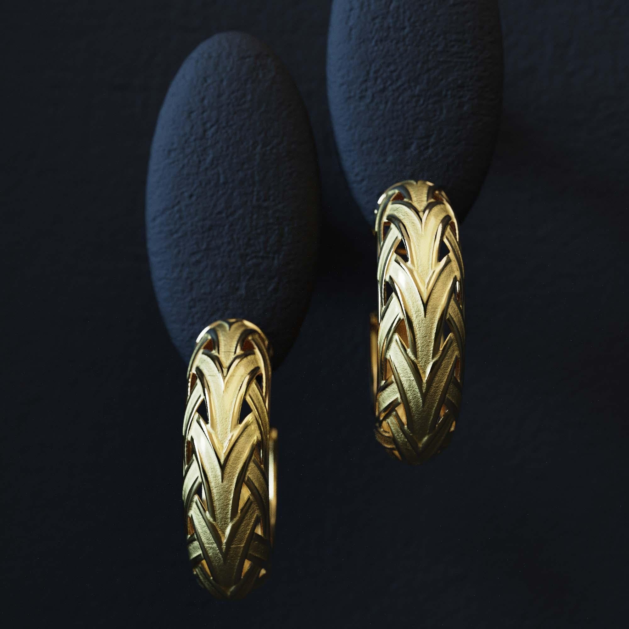 Pendientes de aro de oro tejido - Oltremare Gioiellir Oro macizo de 14k, Made in Italy en venta 11