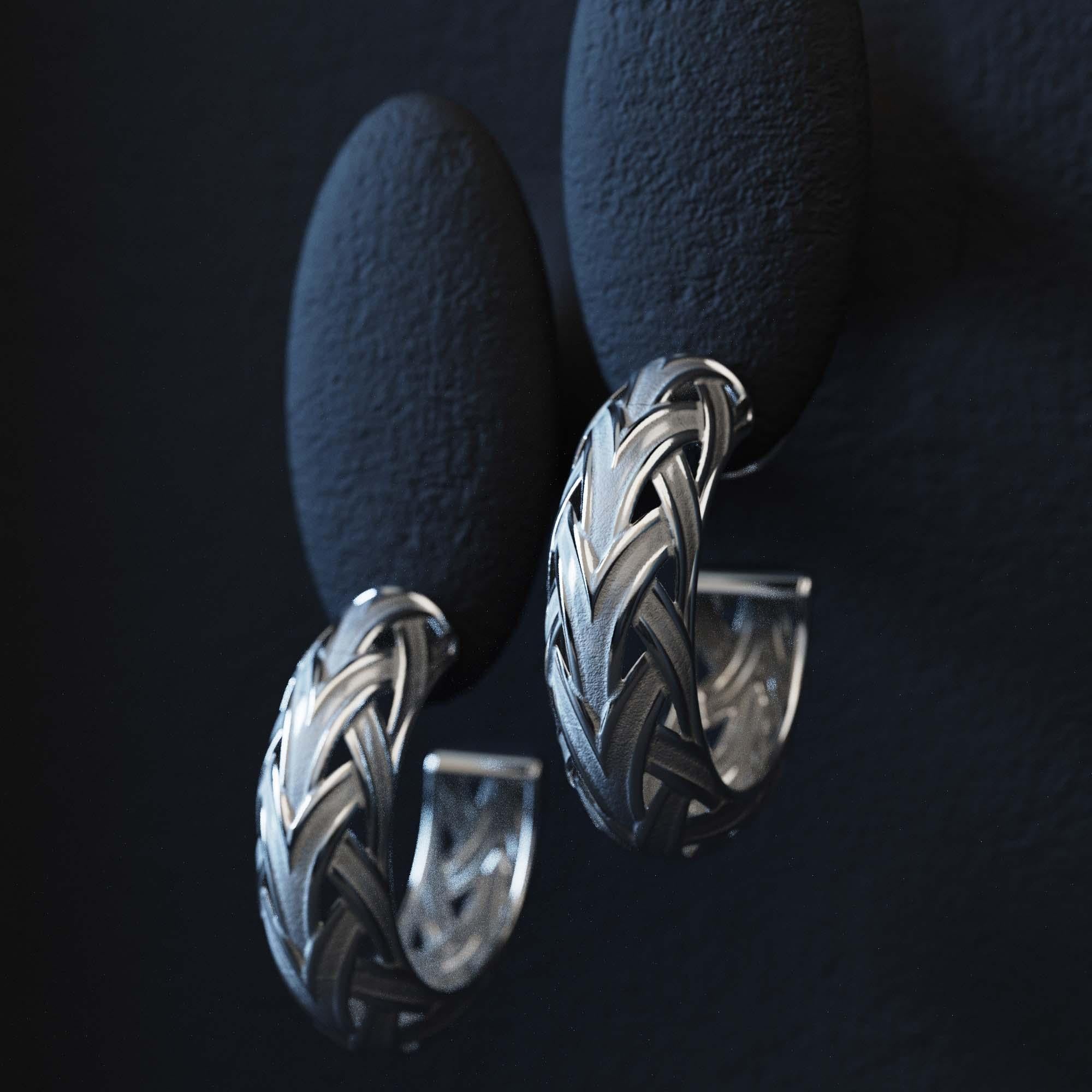 Pendientes de aro de oro tejido - Oltremare Gioiellir Oro macizo de 14k, Made in Italy en venta 15