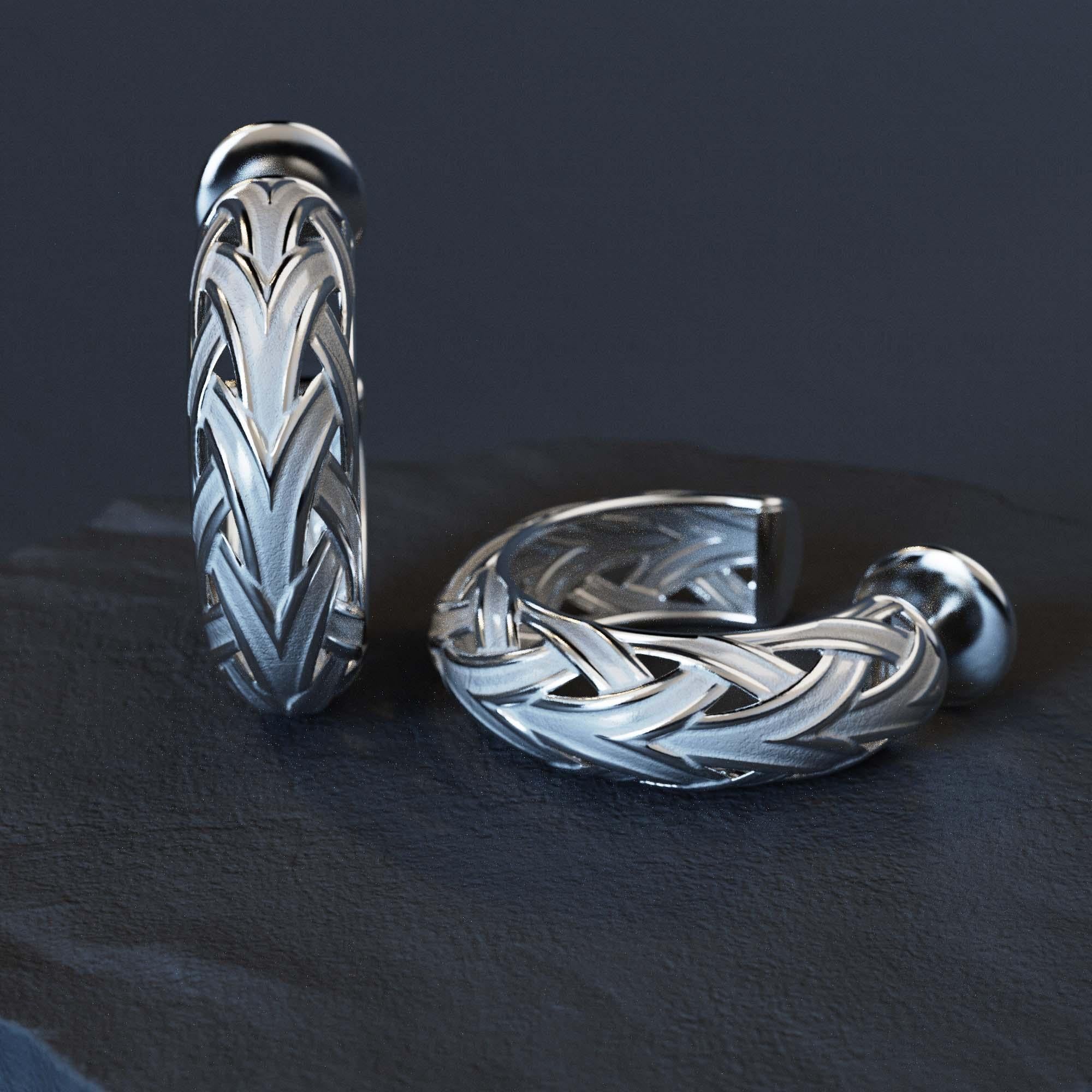 Pendientes de aro de oro tejido - Oltremare Gioiellir Oro macizo de 14k, Made in Italy en venta 2