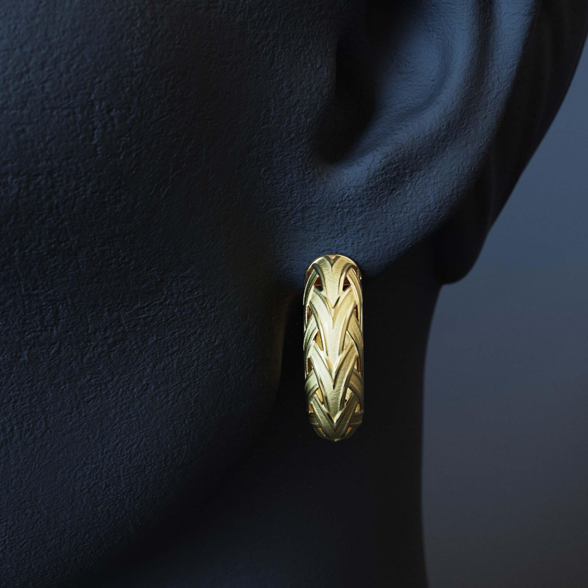 Geflochtene Goldohrringe - Oltremare Gioiellir 18k Massivgold, hergestellt in Italien im Angebot 5
