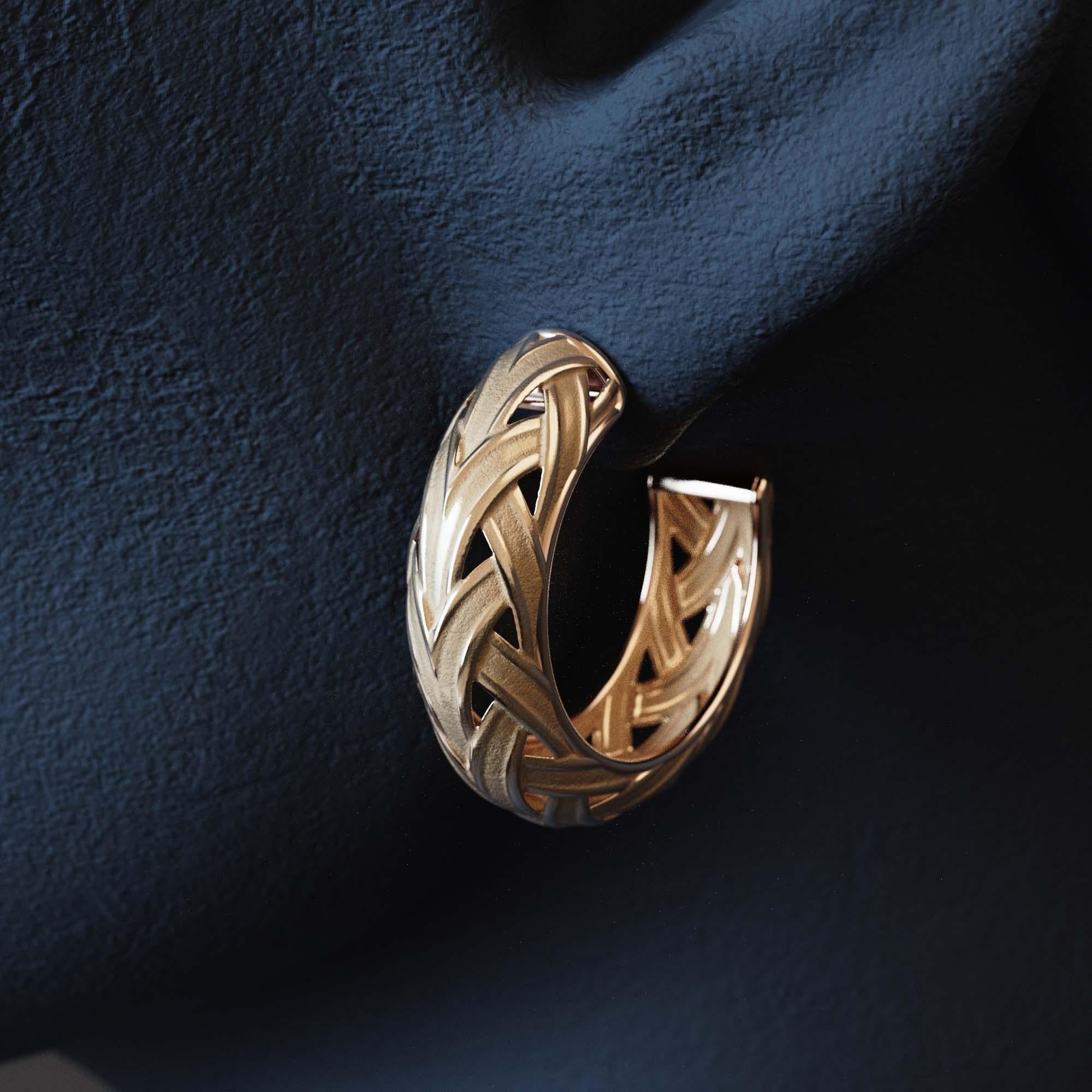 Geflochtene Goldohrringe - Oltremare Gioiellir 18k Massivgold, hergestellt in Italien im Angebot 7