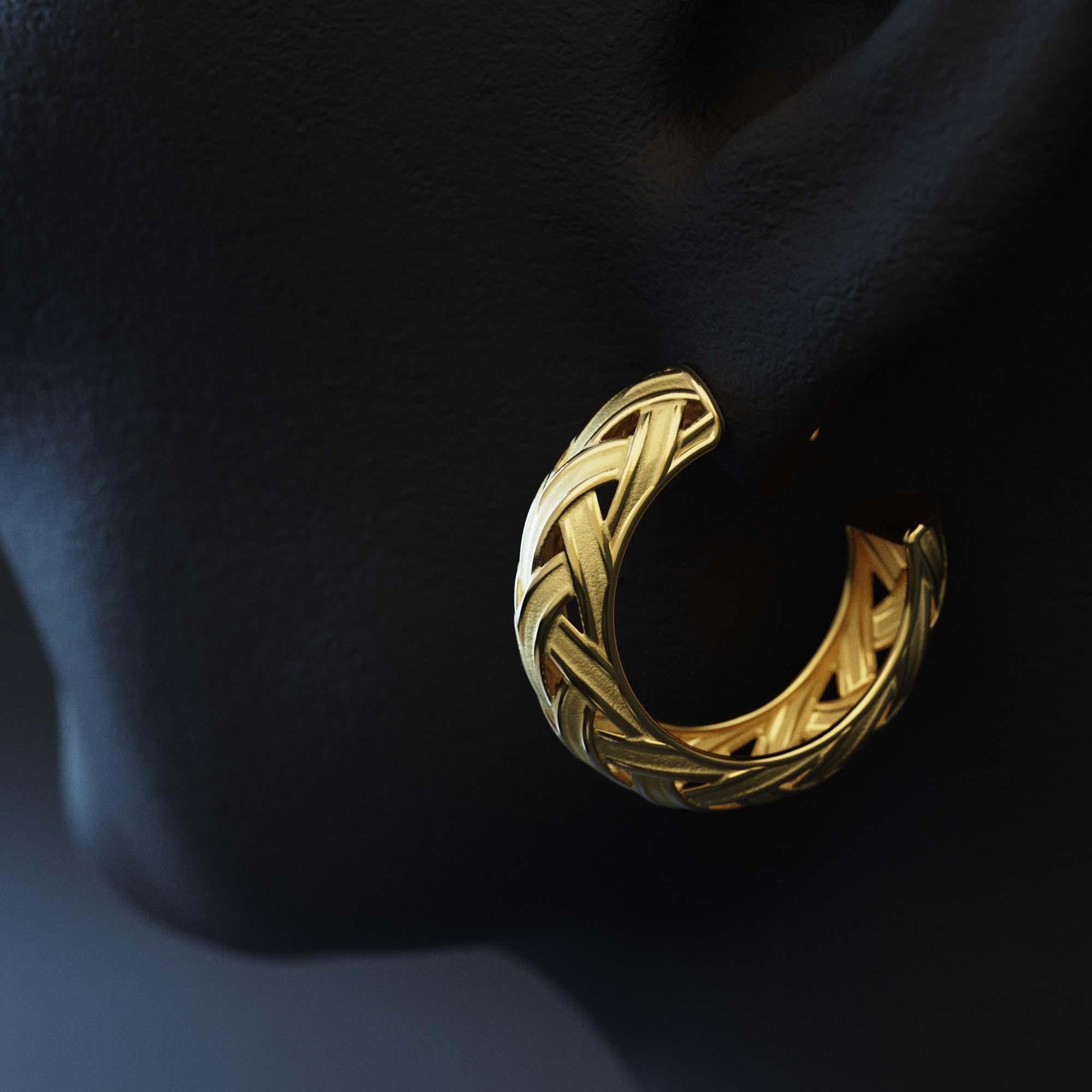 Geflochtene Goldohrringe - Oltremare Gioiellir 18k Massivgold, hergestellt in Italien im Angebot 9