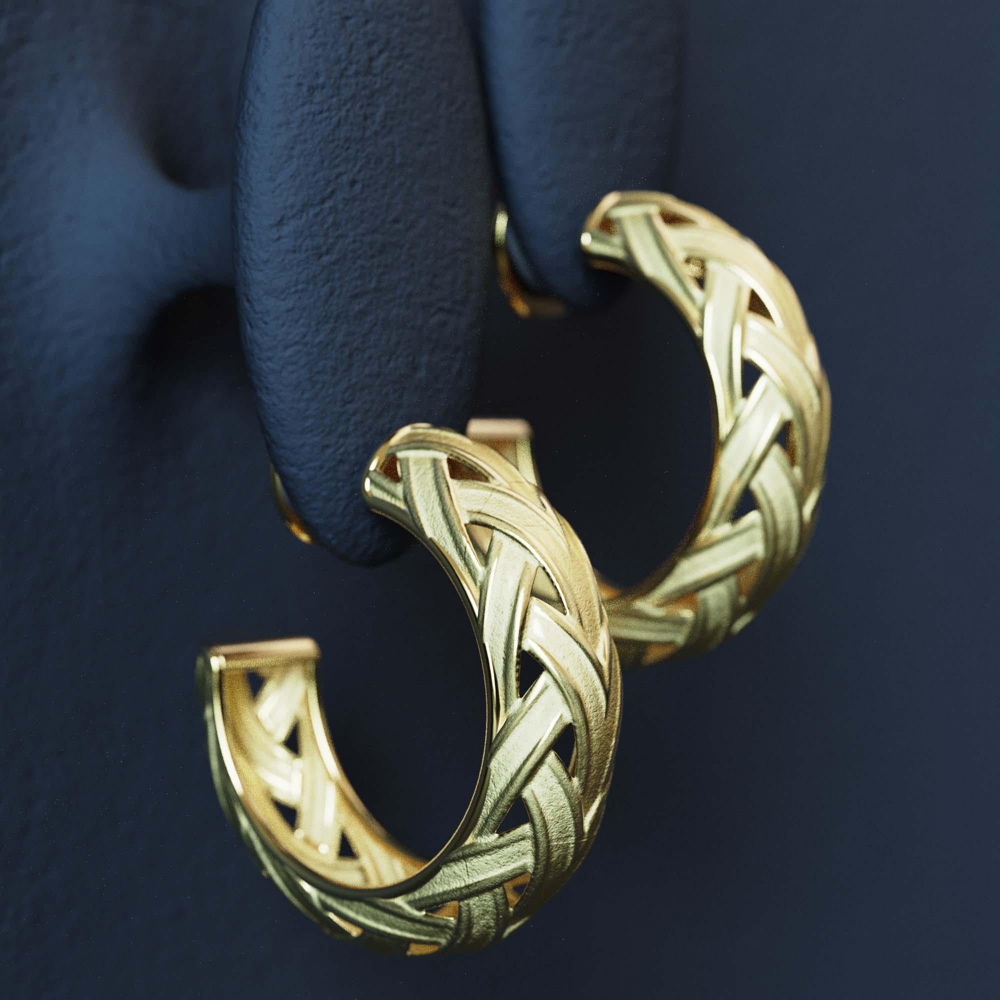 Geflochtene Goldohrringe - Oltremare Gioiellir 18k Massivgold, hergestellt in Italien im Angebot 10