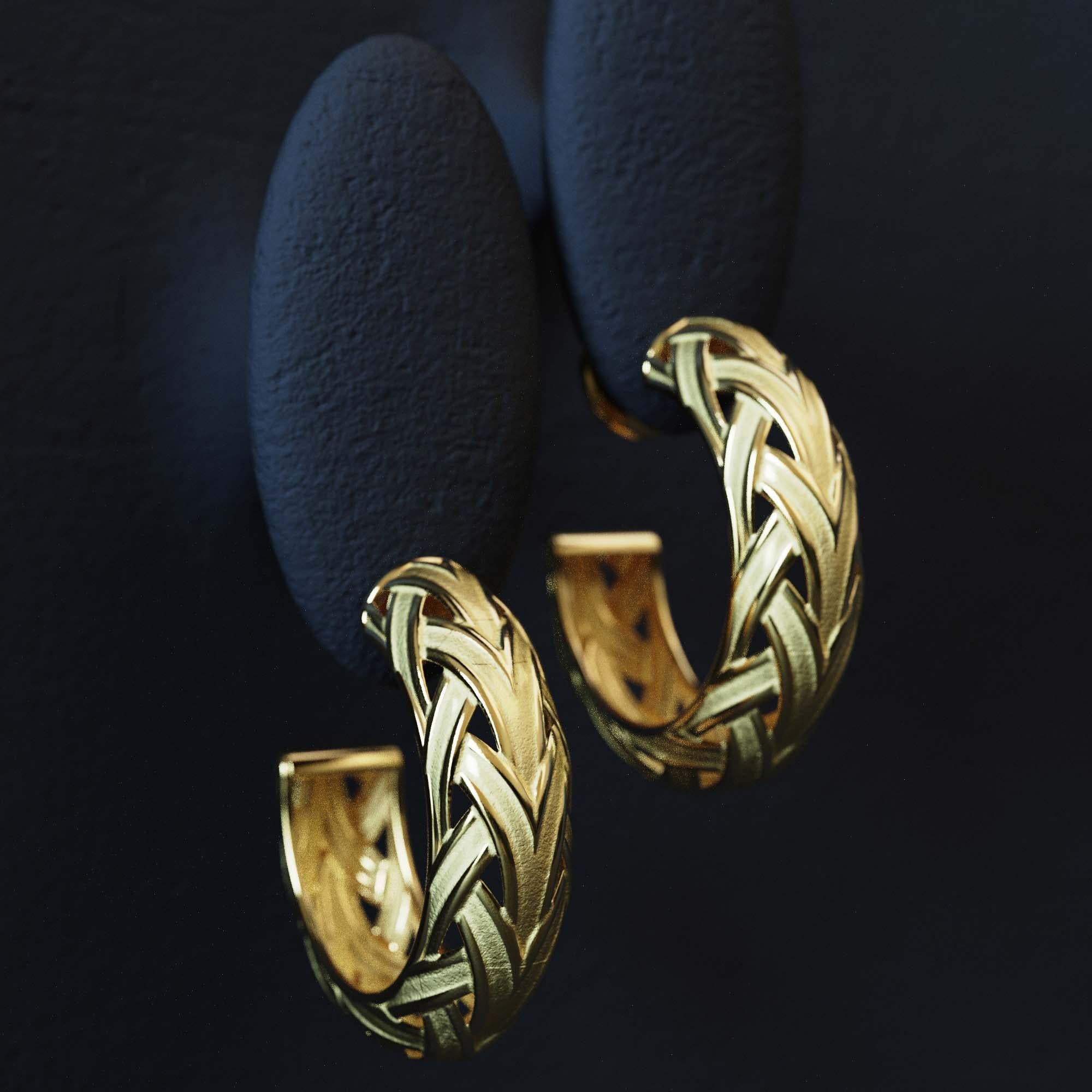 Geflochtene Goldohrringe - Oltremare Gioiellir 18k Massivgold, hergestellt in Italien im Angebot 12