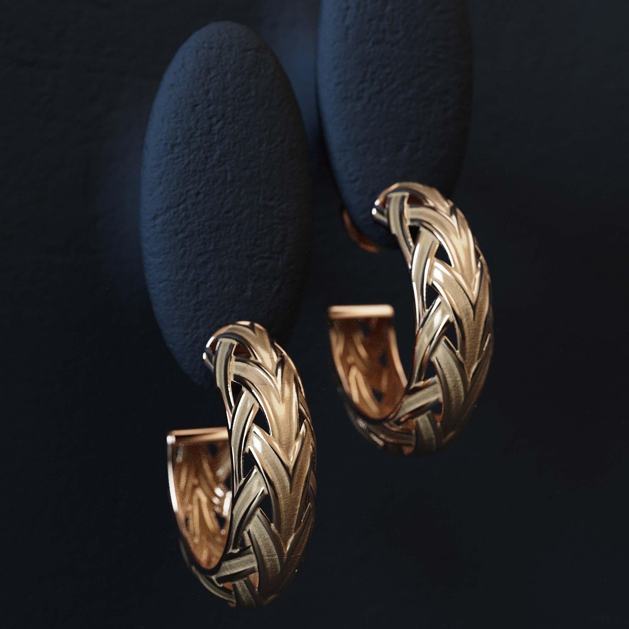 Geflochtene Goldohrringe - Oltremare Gioiellir 18k Massivgold, hergestellt in Italien im Angebot 13