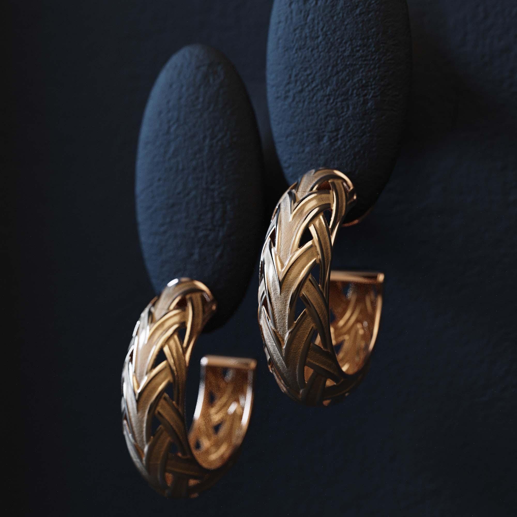 Geflochtene Goldohrringe - Oltremare Gioiellir 18k Massivgold, hergestellt in Italien im Angebot 14